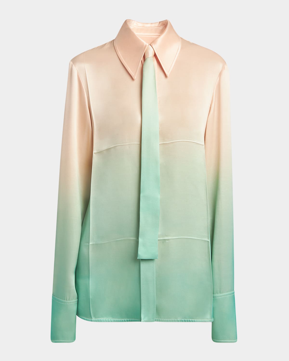 Shop Jil Sander Ombre Satin Button-down Shirt With Matching Tie