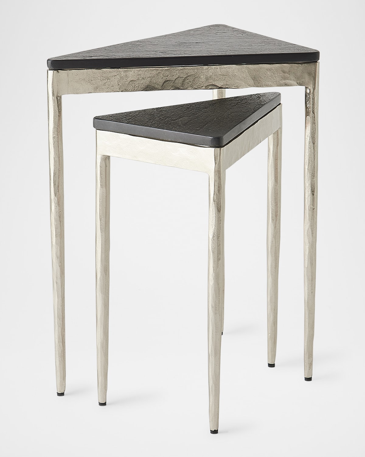 Global Views Triangular Nesting Tables, Set Of 2 In Silver