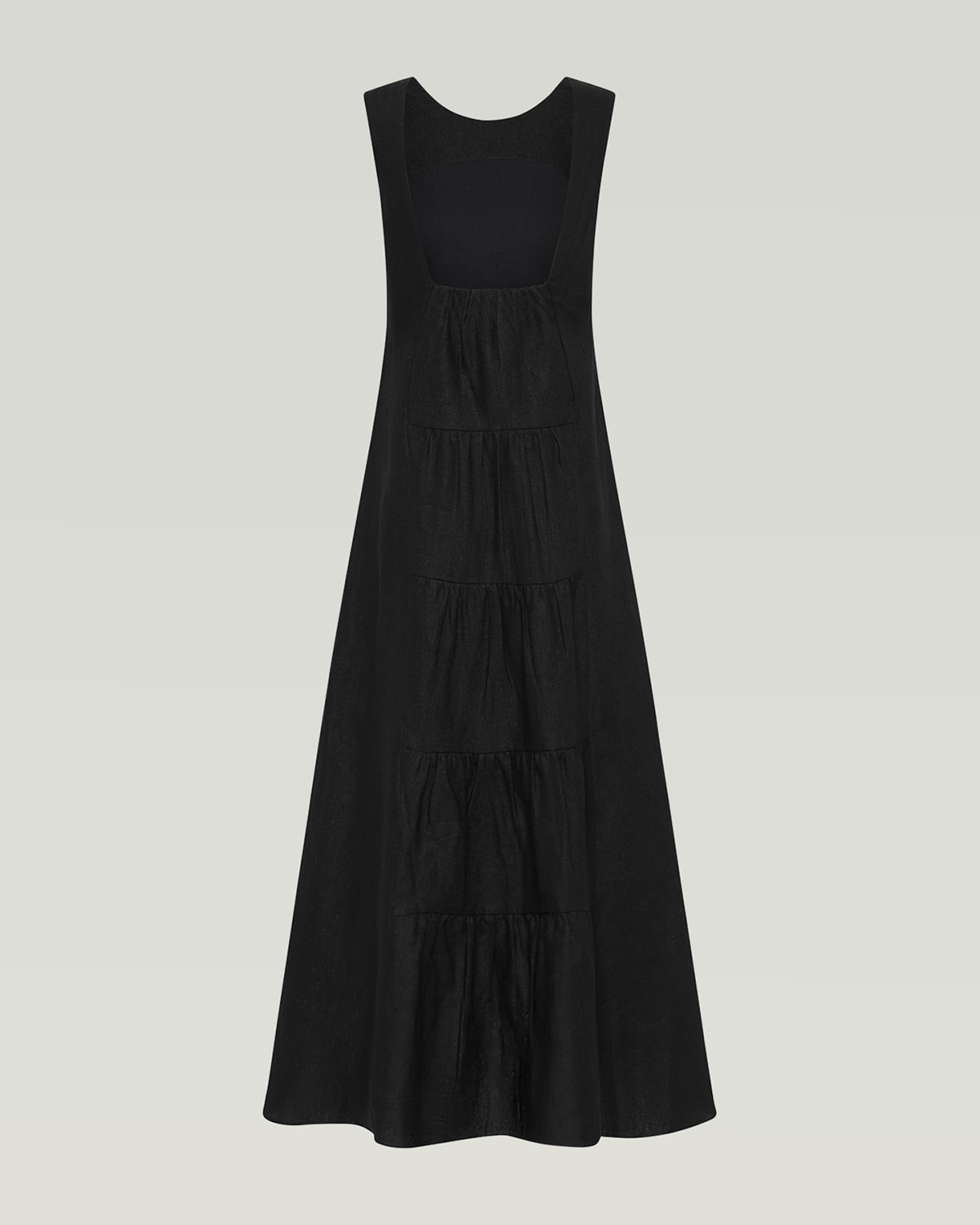 Posse Matilda Tiered Linen Maxi Dress In Black