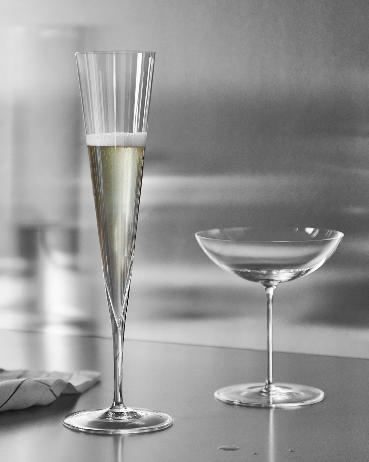 Orrefors Geometry Champagne Glasses, Set Of 2 In Crystal
