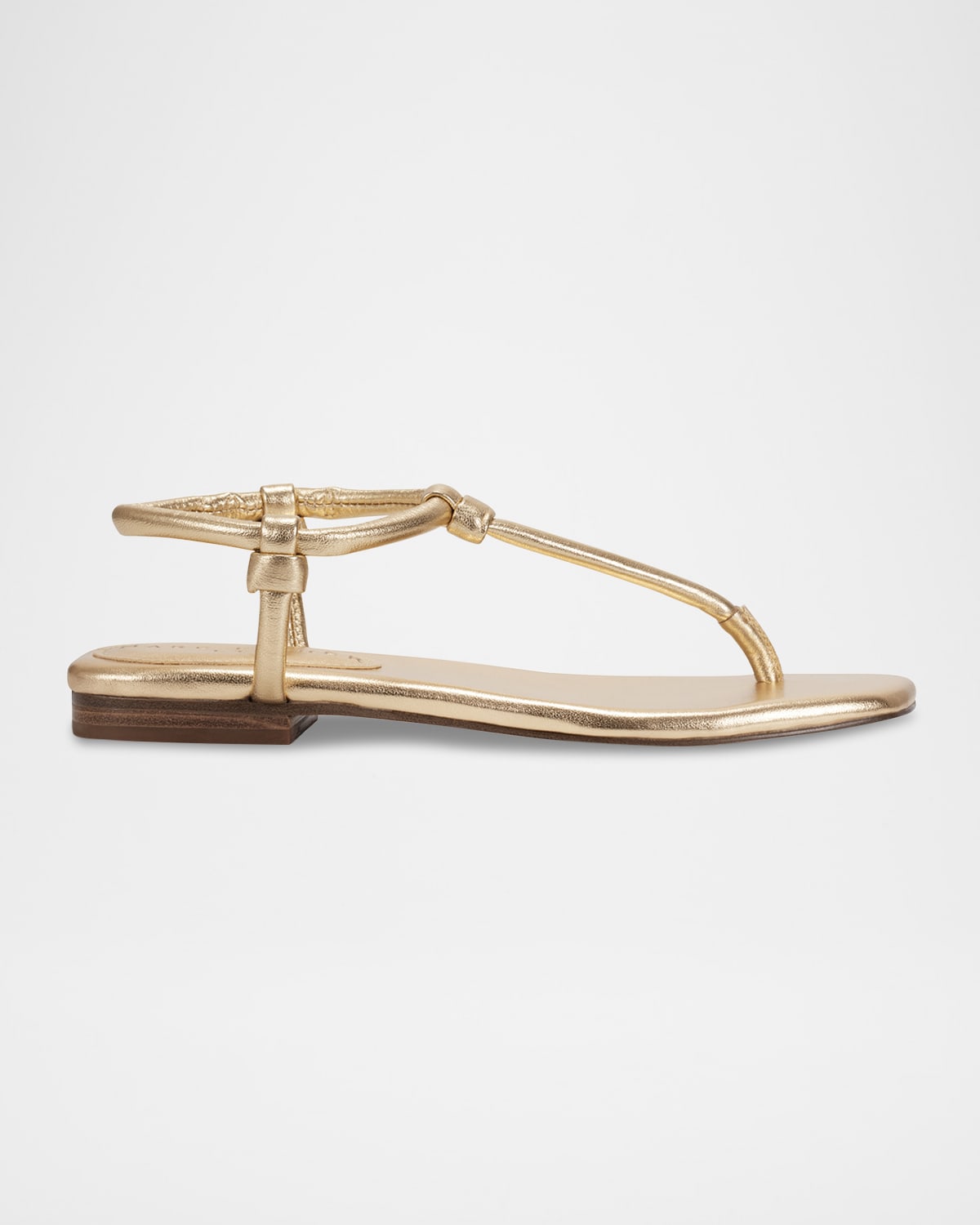 Marc Fisher Ltd Tubular Leather T-strap Flat Sandals In Gold