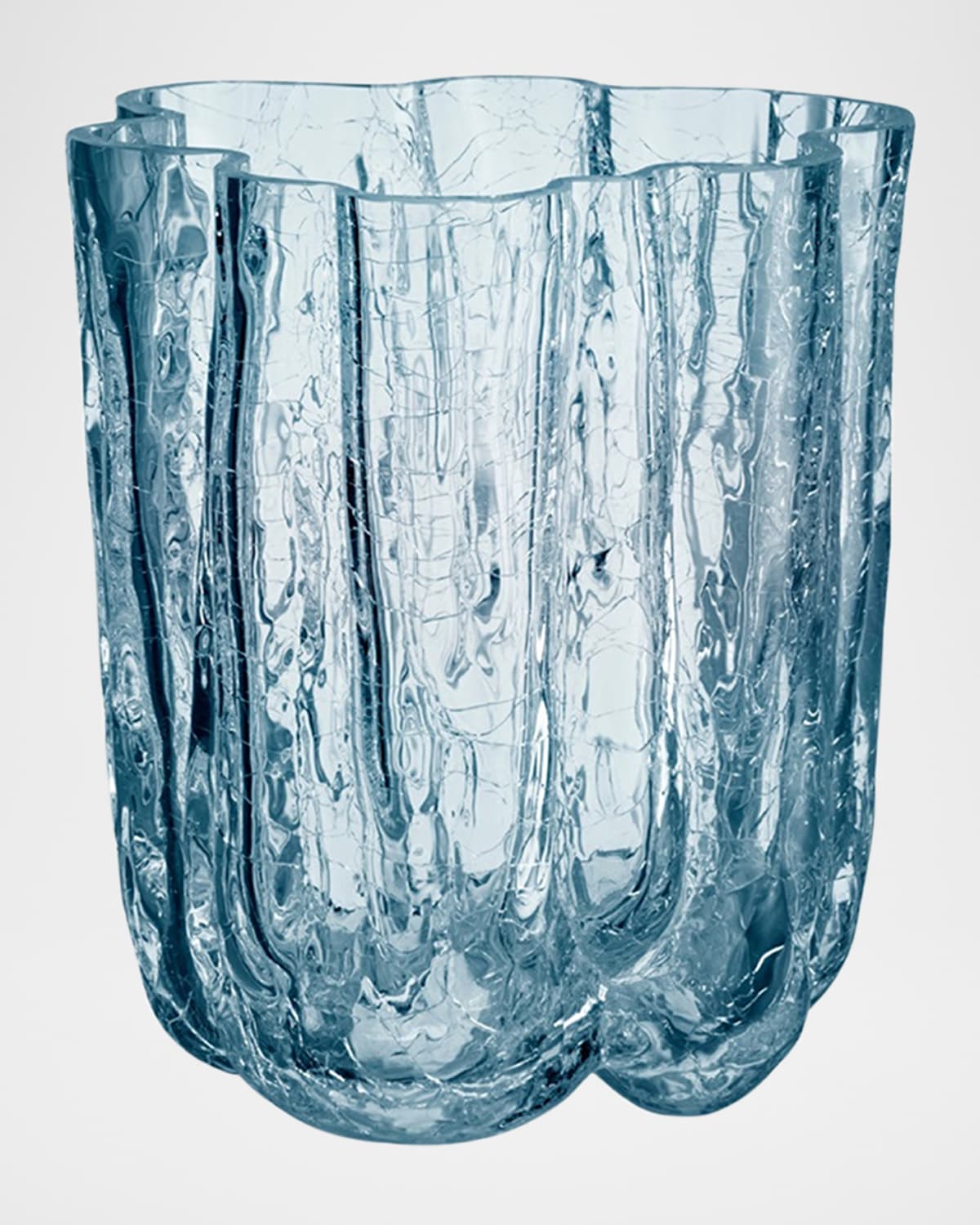 Kosta Boda 4.8" Circular Crystal Glass Crackle Vase