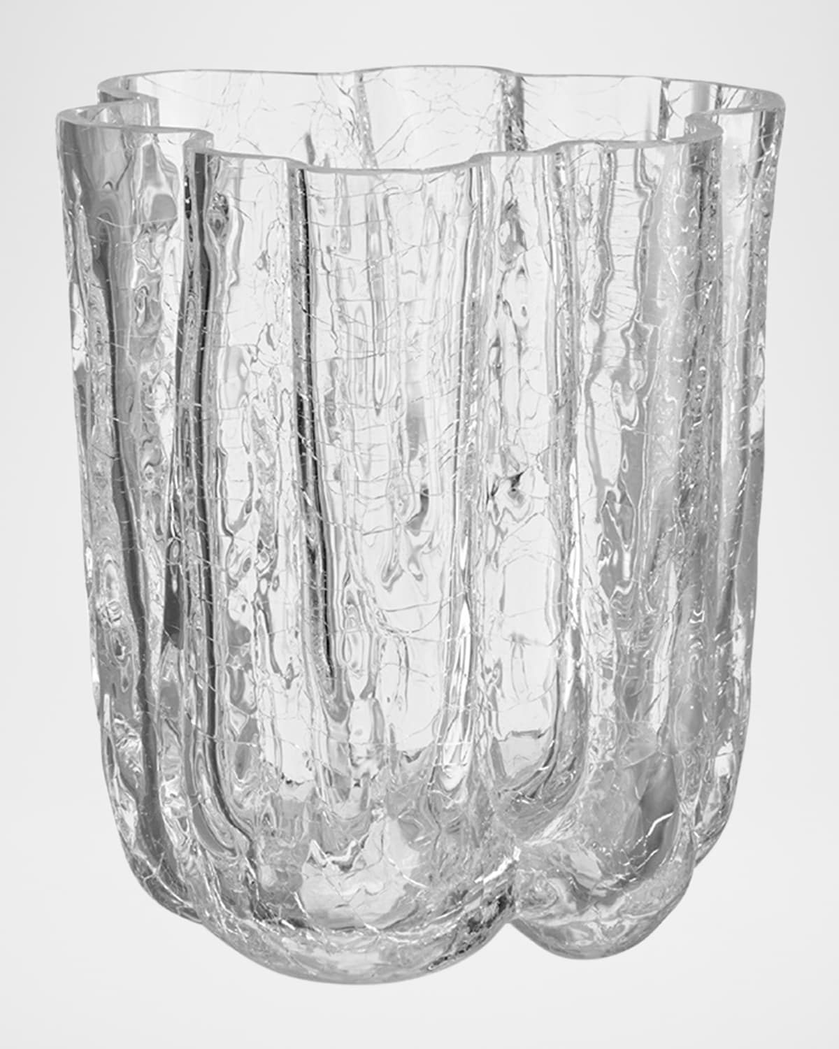 Kosta Boda Circular Crackle Vase, Small In Clear