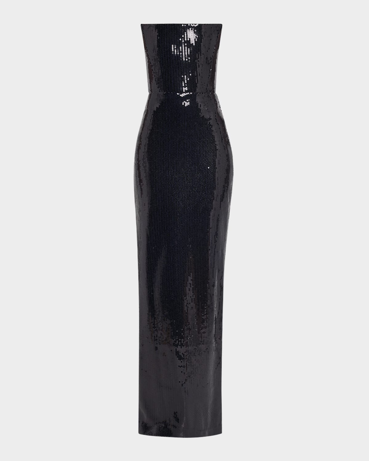 Alex Perry Strapless Sequin Column Gown In Navy