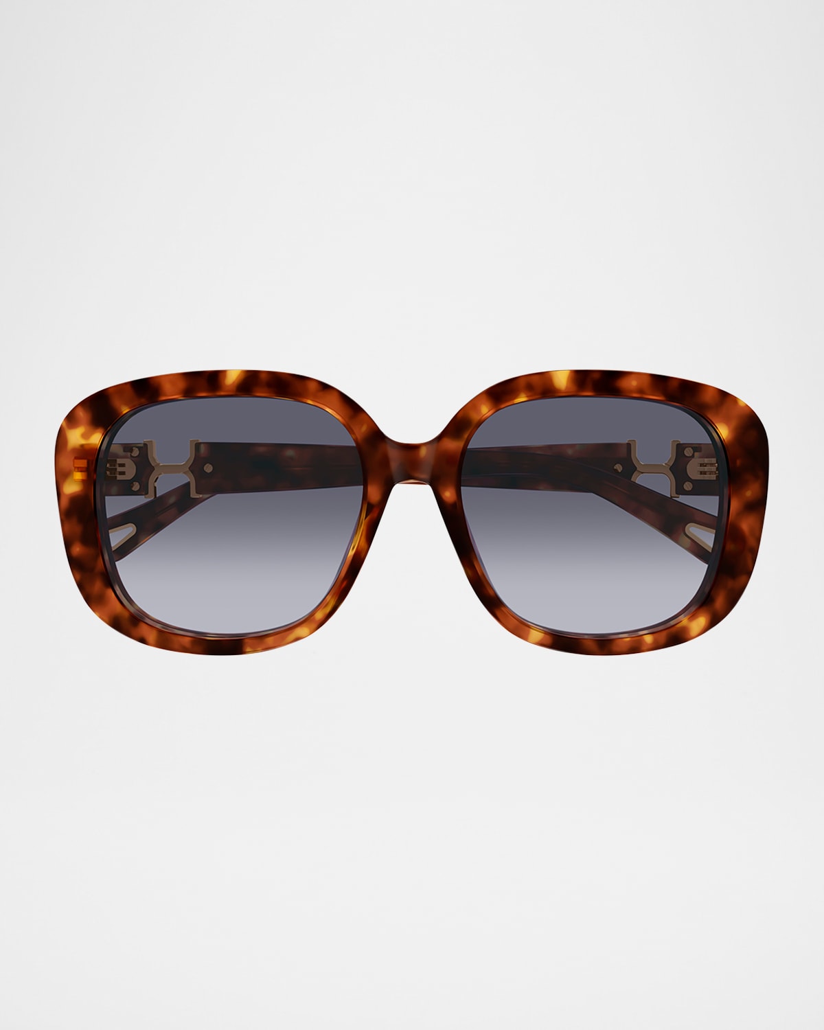 Chloé Round Acetate Sunglasses In Shiny Dark Red Havana