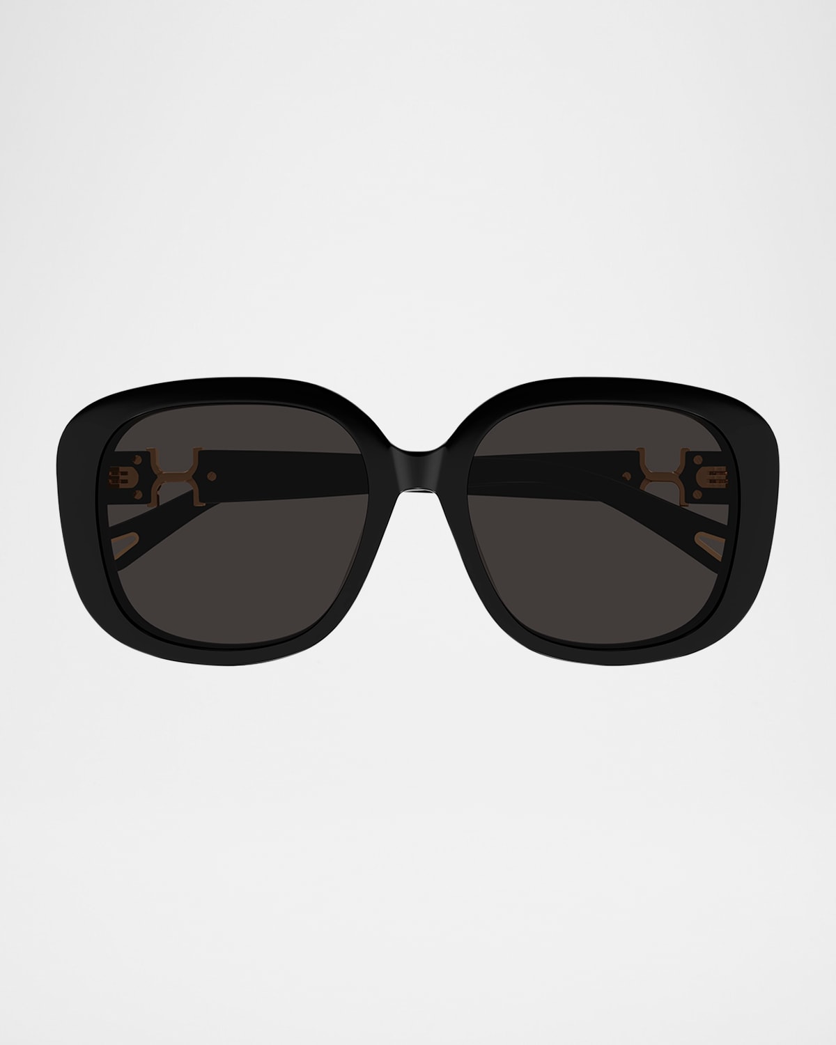 Chloé Round Acetate Sunglasses In Shiny Solid Black