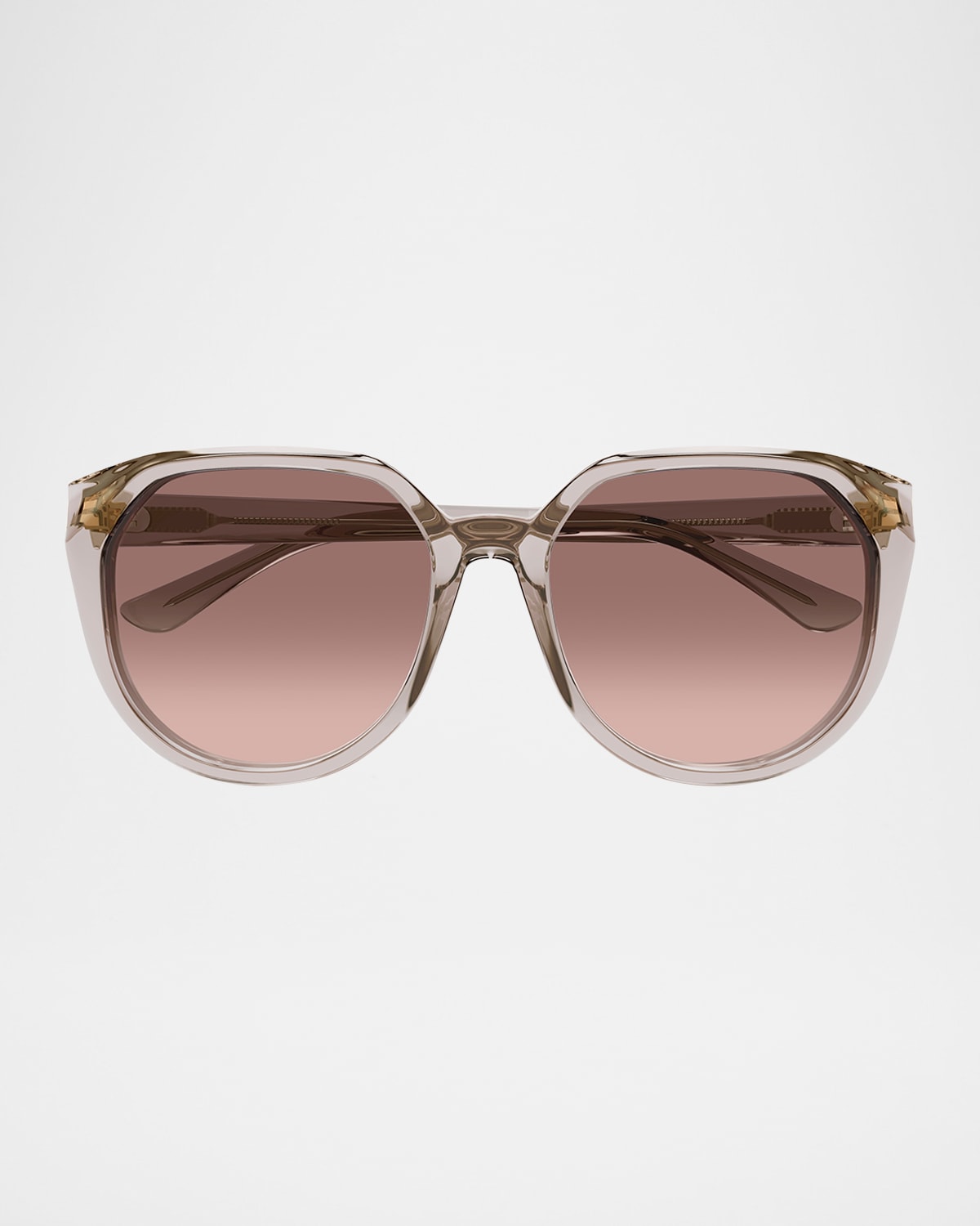 Chloé Round Acetate Sunglasses In Shiny Transparent Taupe