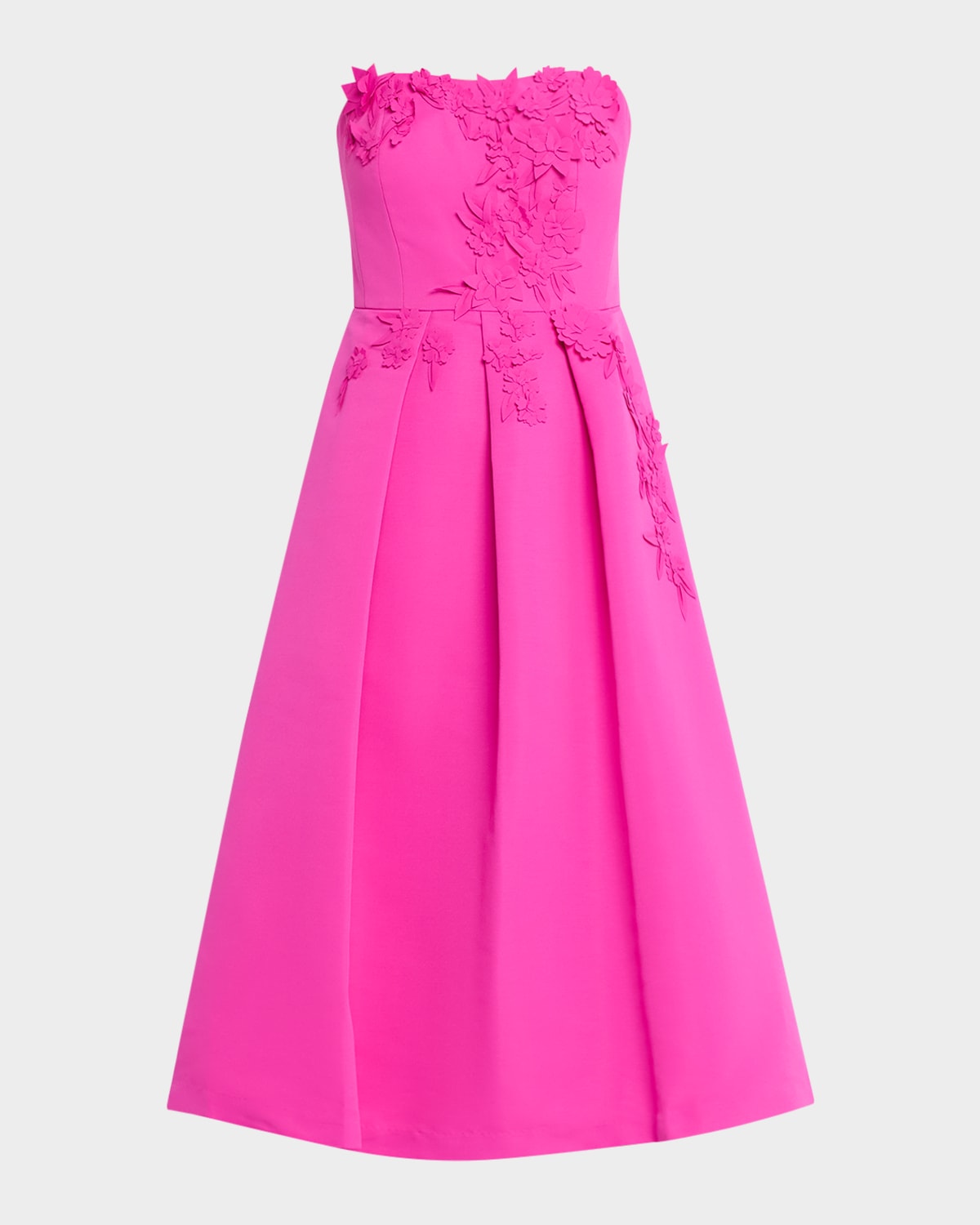 Sachin & Babi Evie Pleated Floral Applique Midi Dress