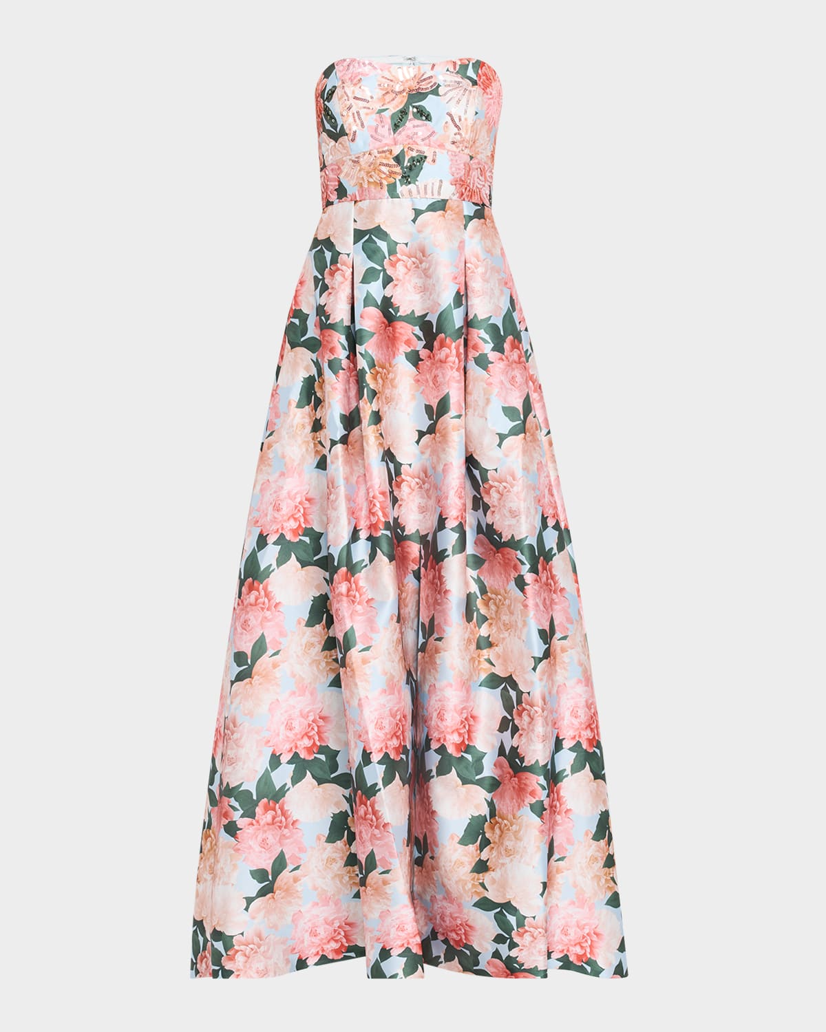 Sachin & Babi Giovanna Gown In Peach  Peonies