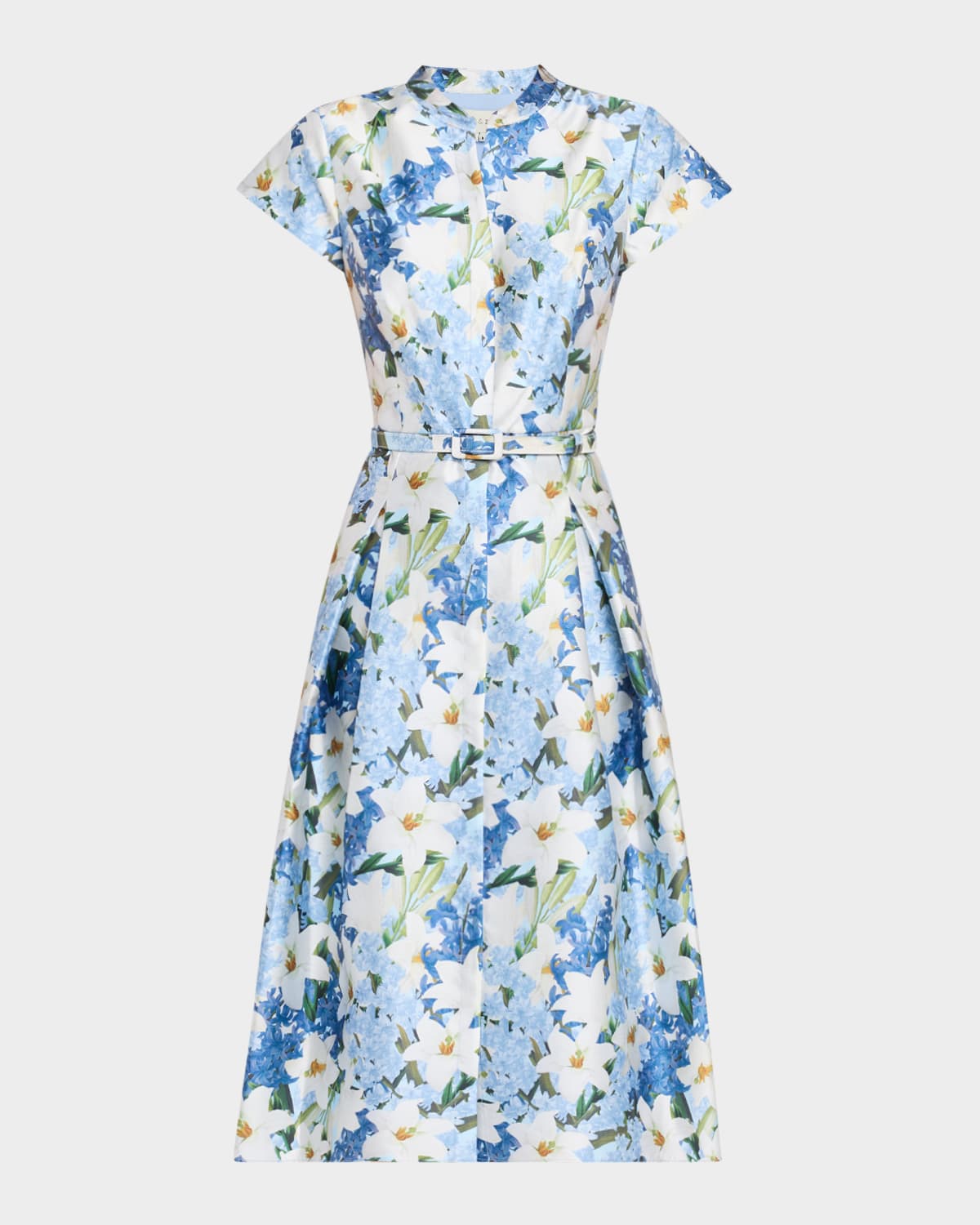 Sachin & Babi Martine Pleated Floral-Print Mikado Midi Dress