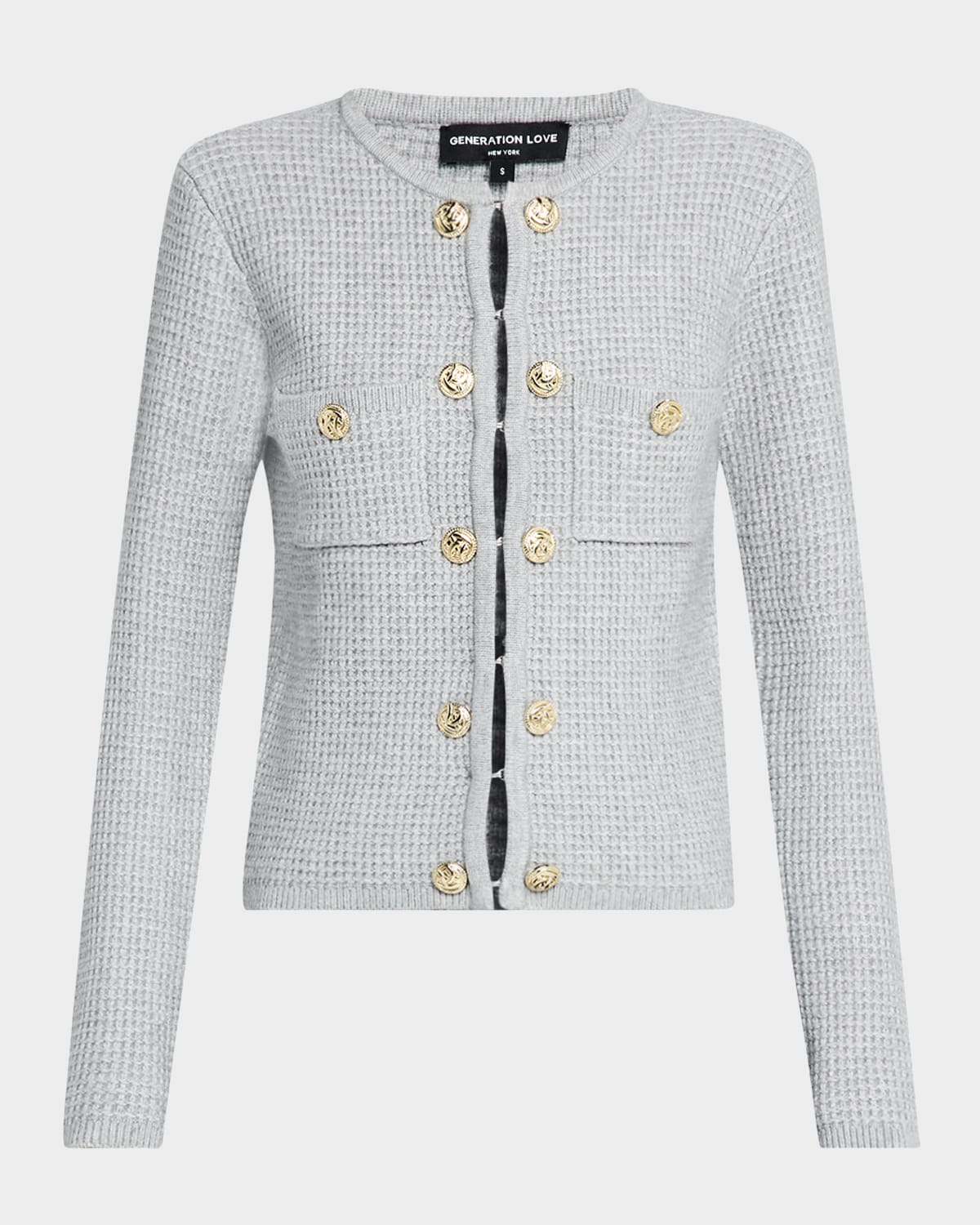 Shop Generation Love Cypress Waffle Cardigan In Medium Heather Grey