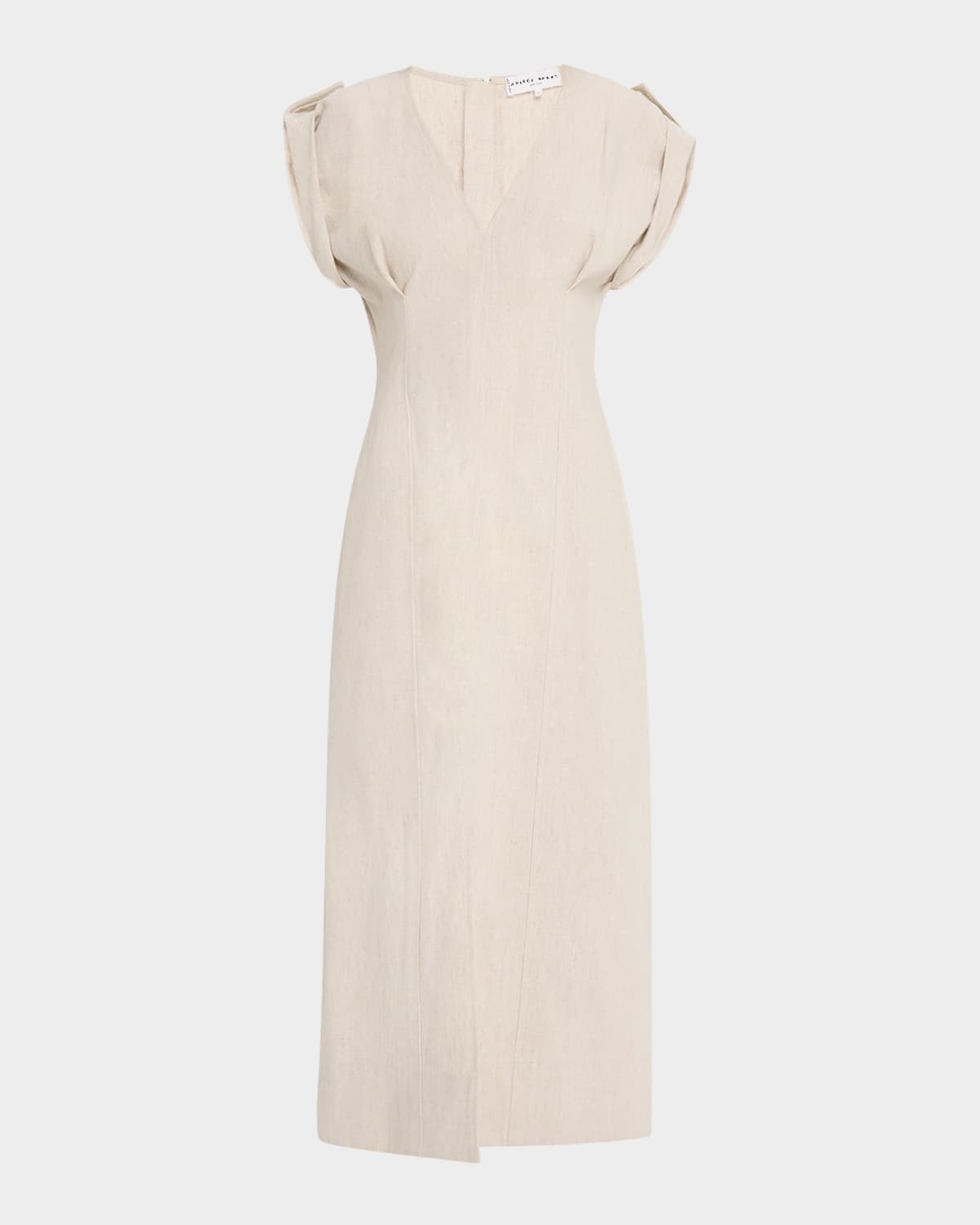 Cap-Sleeve Flax Linen Maxi Dress