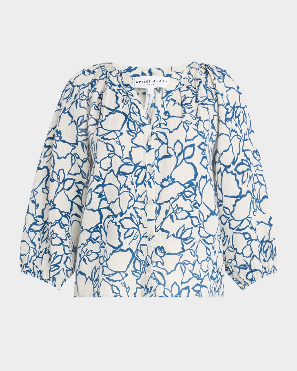 APIECE APART MITTE FLORAL-PRINT LINEN TOP 