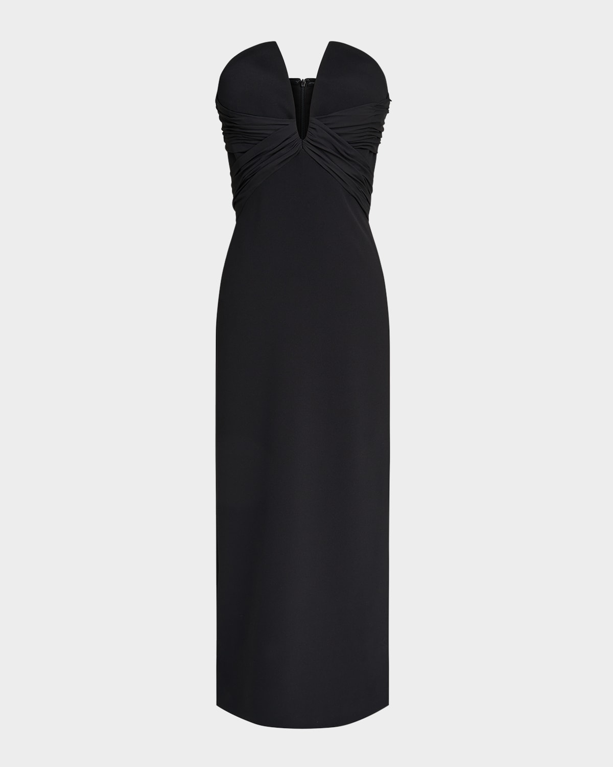 Shop Halston Marguerite Strapless Plunge Midi Dress In Black