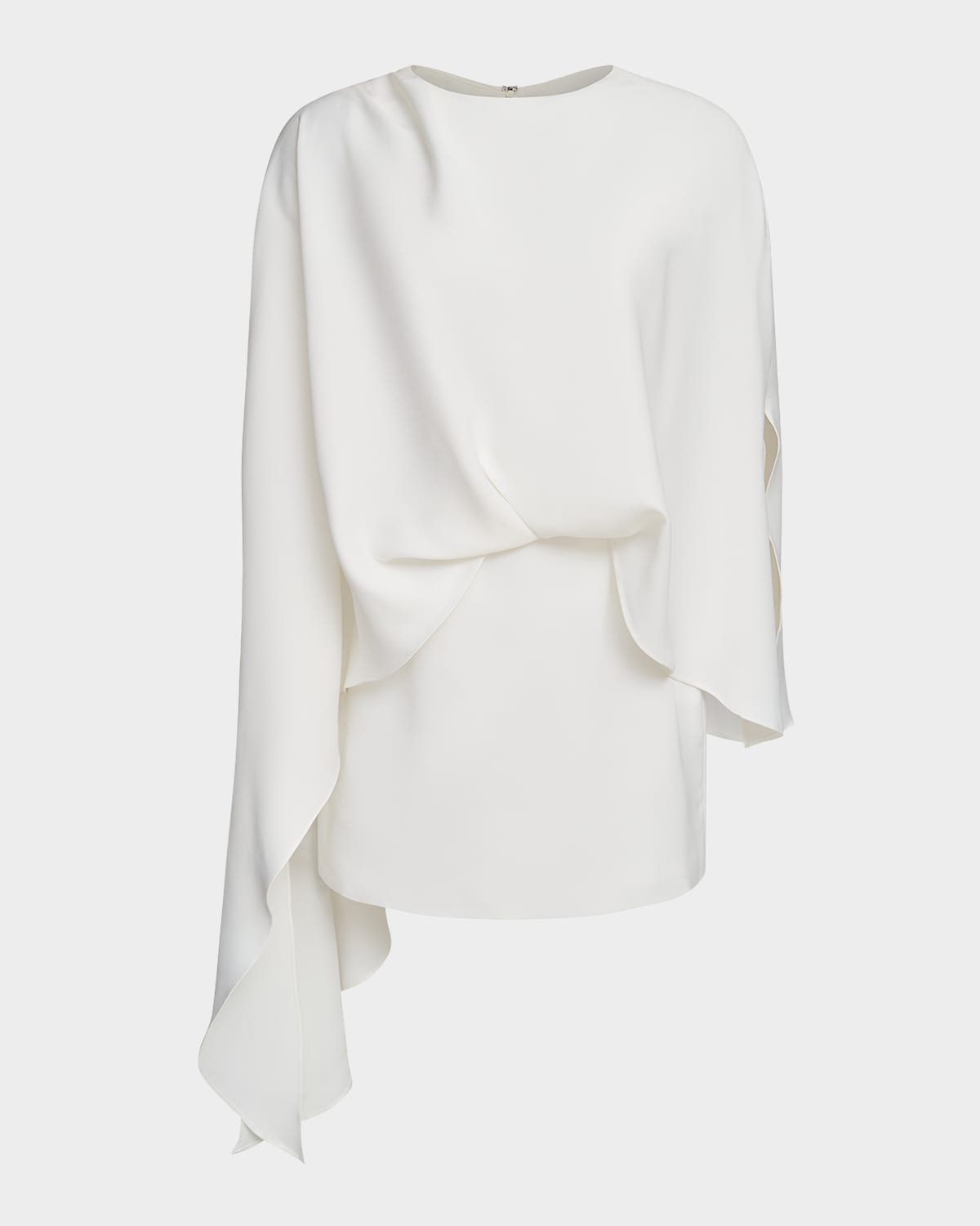 HALSTON LAURE ASYMMETRIC DRAPED CREPE MINI DRESS 