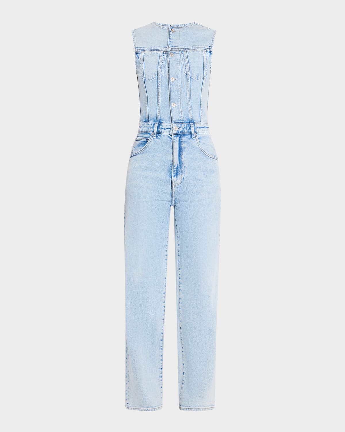 PAIGE CIRIE SLEEVELESS DENIM JUMPSUIT 
