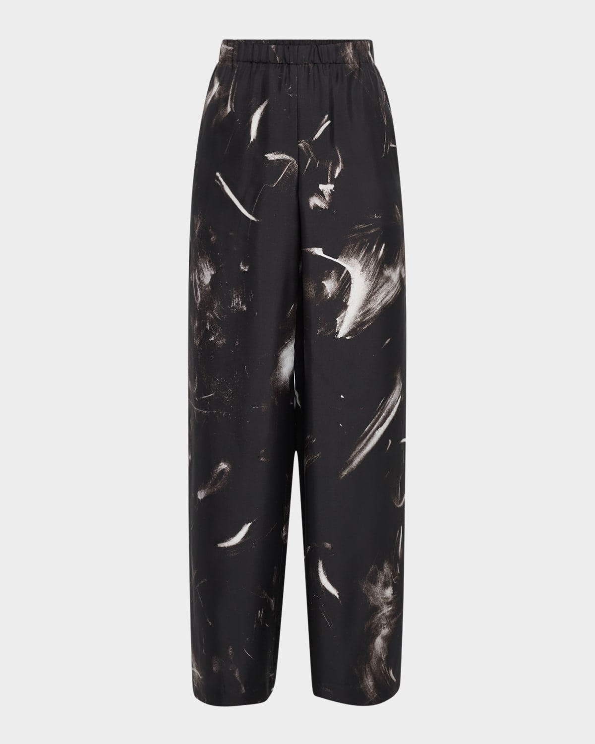 Lafayette 148 Riverside Wide-leg Silk Pants In Black Multi