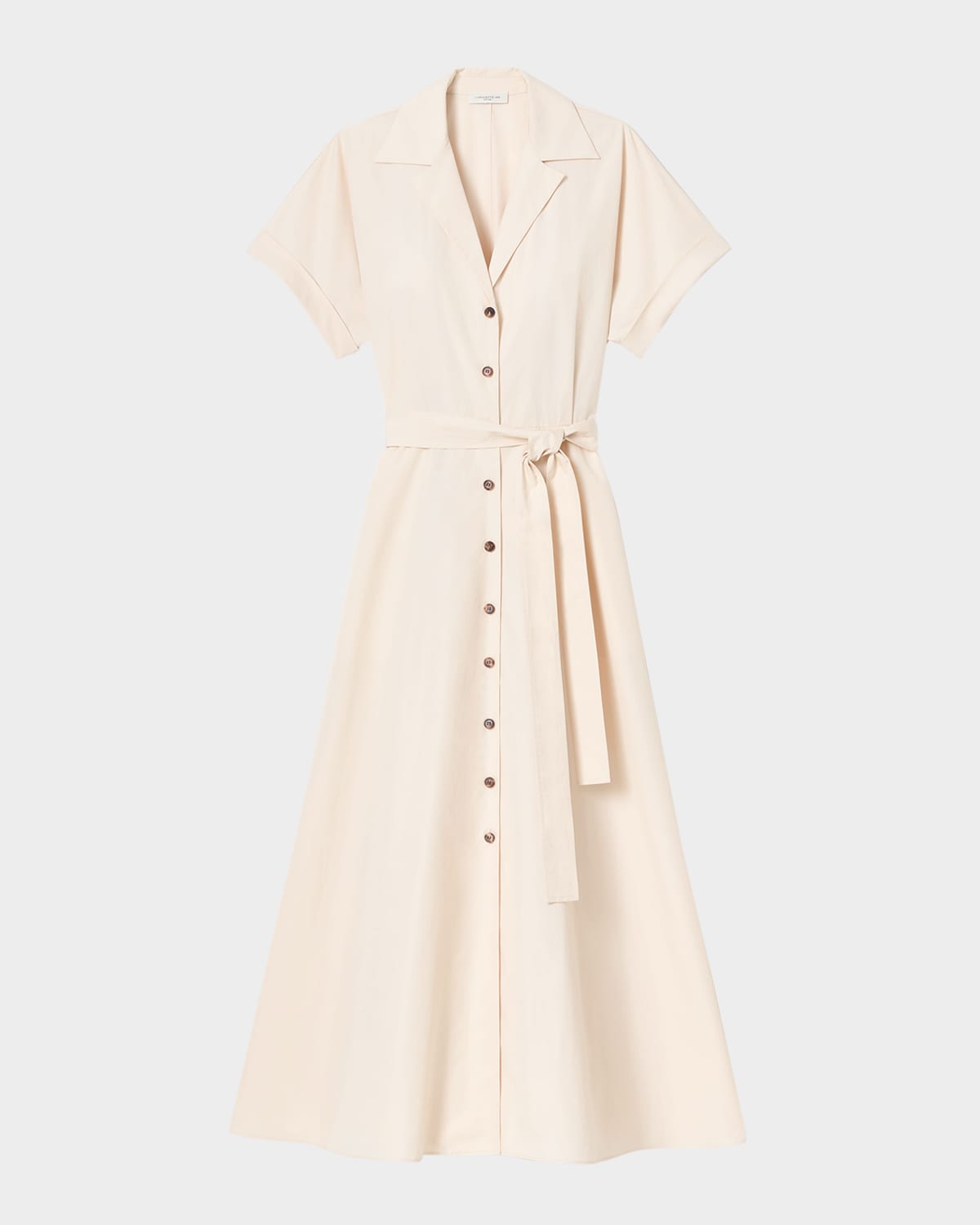 Shop Lafayette 148 Belted A-line Cotton Midi Shirtdress In Raffia