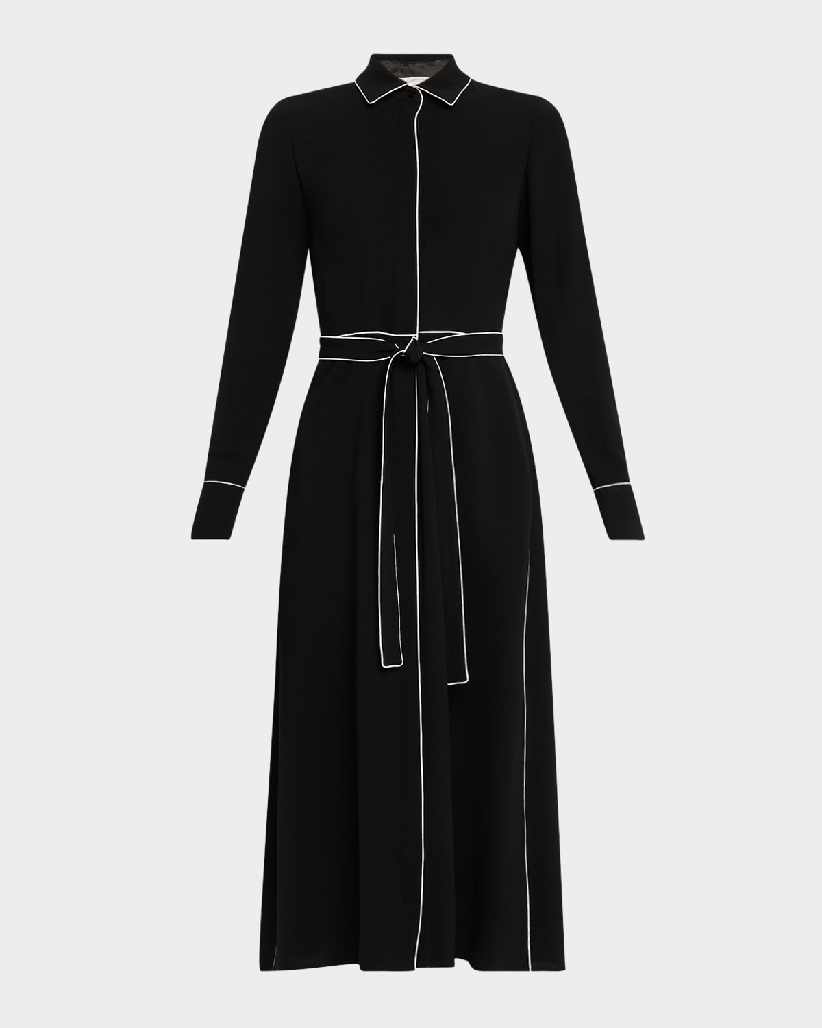 Piped A-Line Midi Shirtdress