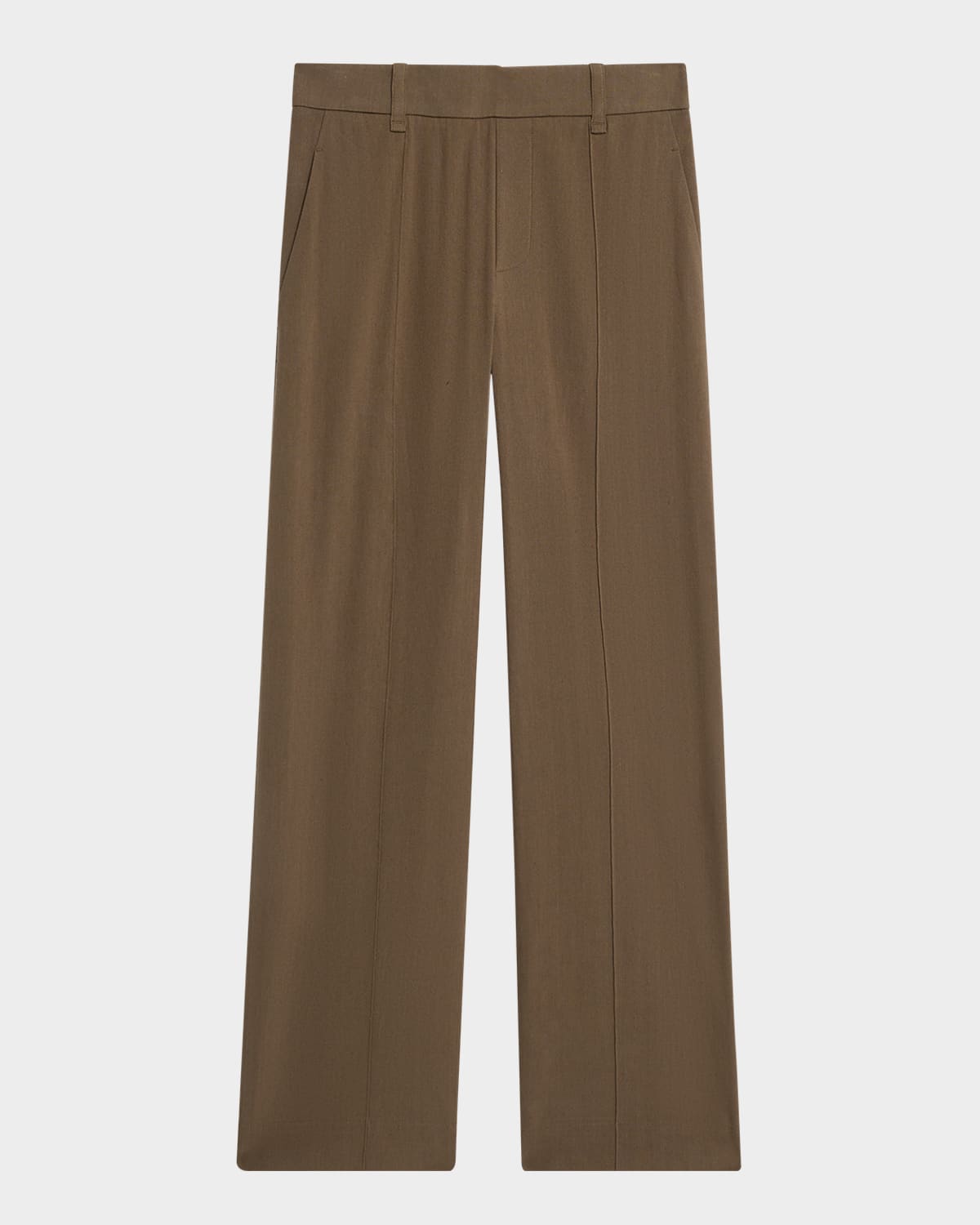 Vince High-rise Pull-on Linen Pants In Green