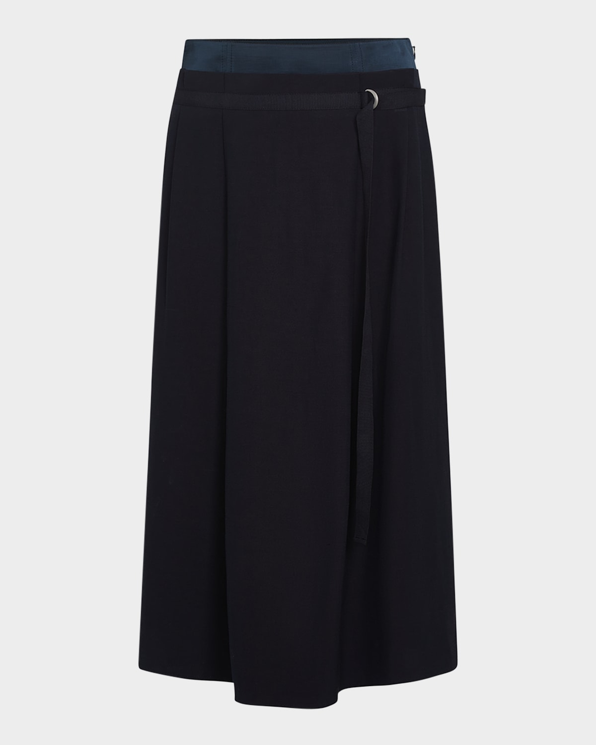 Vince Double-waist D-ring Midi Skirt In Coastal Blue