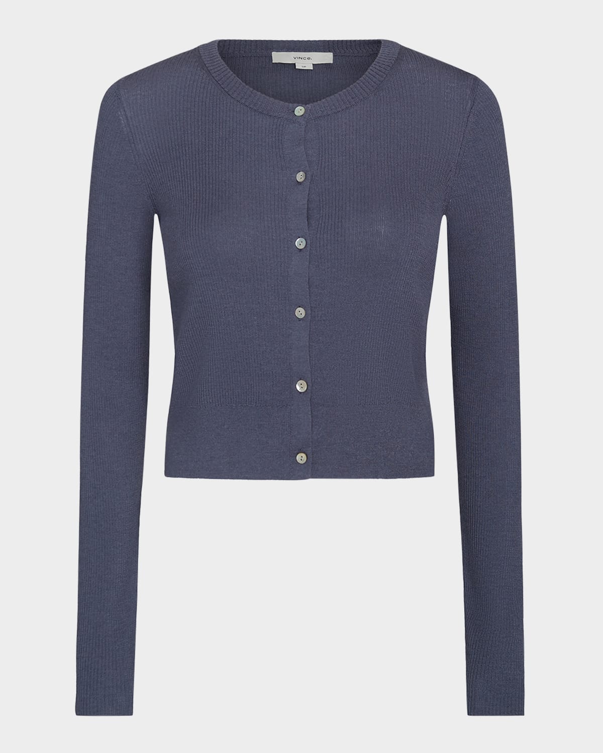 Shop Vince Slim Ribbed Silk-cashmere Cardigan In Mauve Thistle