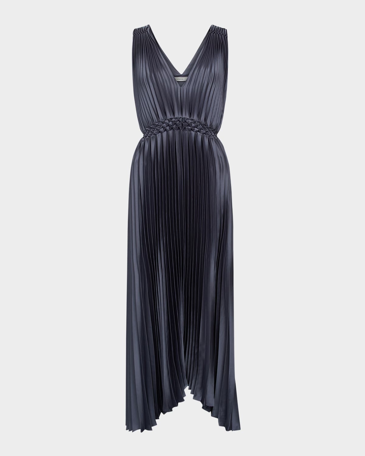 Shop Vince Pleated Hand-smocked Midi Dress In Mauve Thistle
