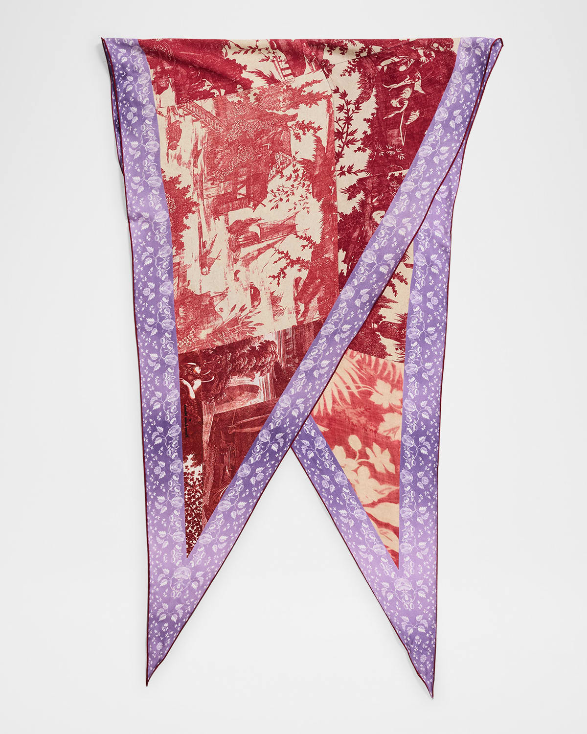 PIERRE-LOUIS MASCIA SILK TRIANGLE PRINTED SCARF 