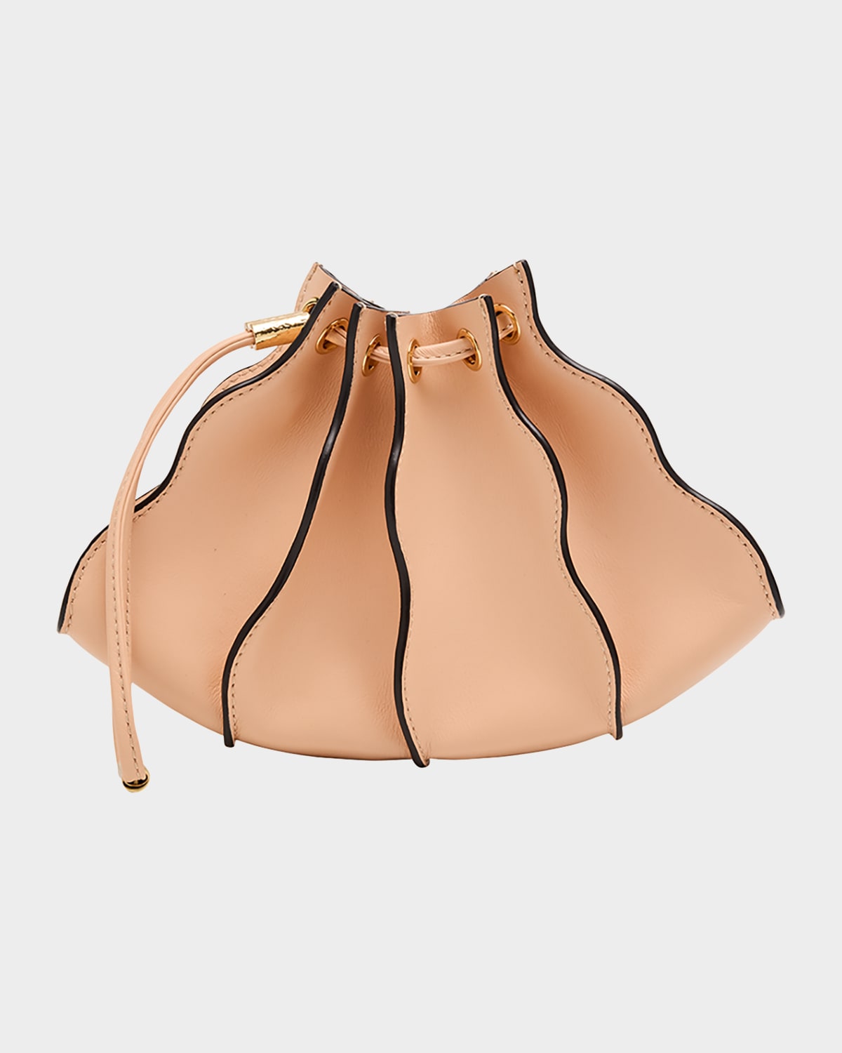Ulla Johnson Adria Pleated Wave Leather Wristlet In Rosette