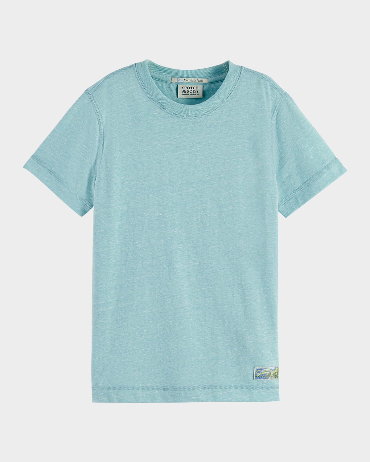 Scotch & Soda Boy's Melange Short-sleeve Crewneck T-shirt In Sea Blue