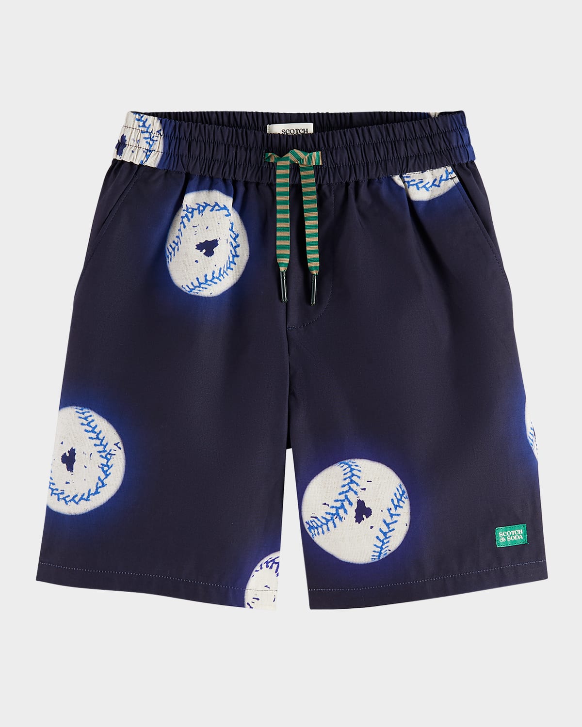 SCOTCH & SODA BOY'S BASEBALL-PRINT SWIM SHORTS 