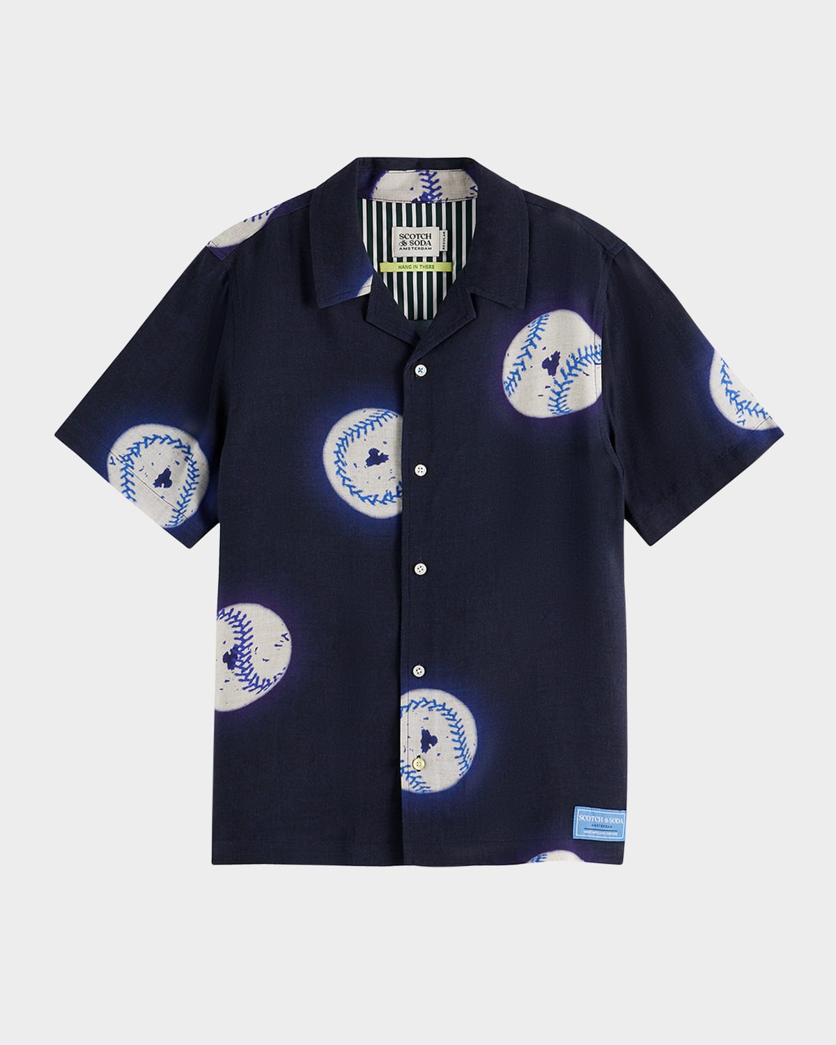 Scotch & Soda Boys' Allover Printed Short Sleeved Shirt - Little Kid, Big Kid In Baseball Navy Aop