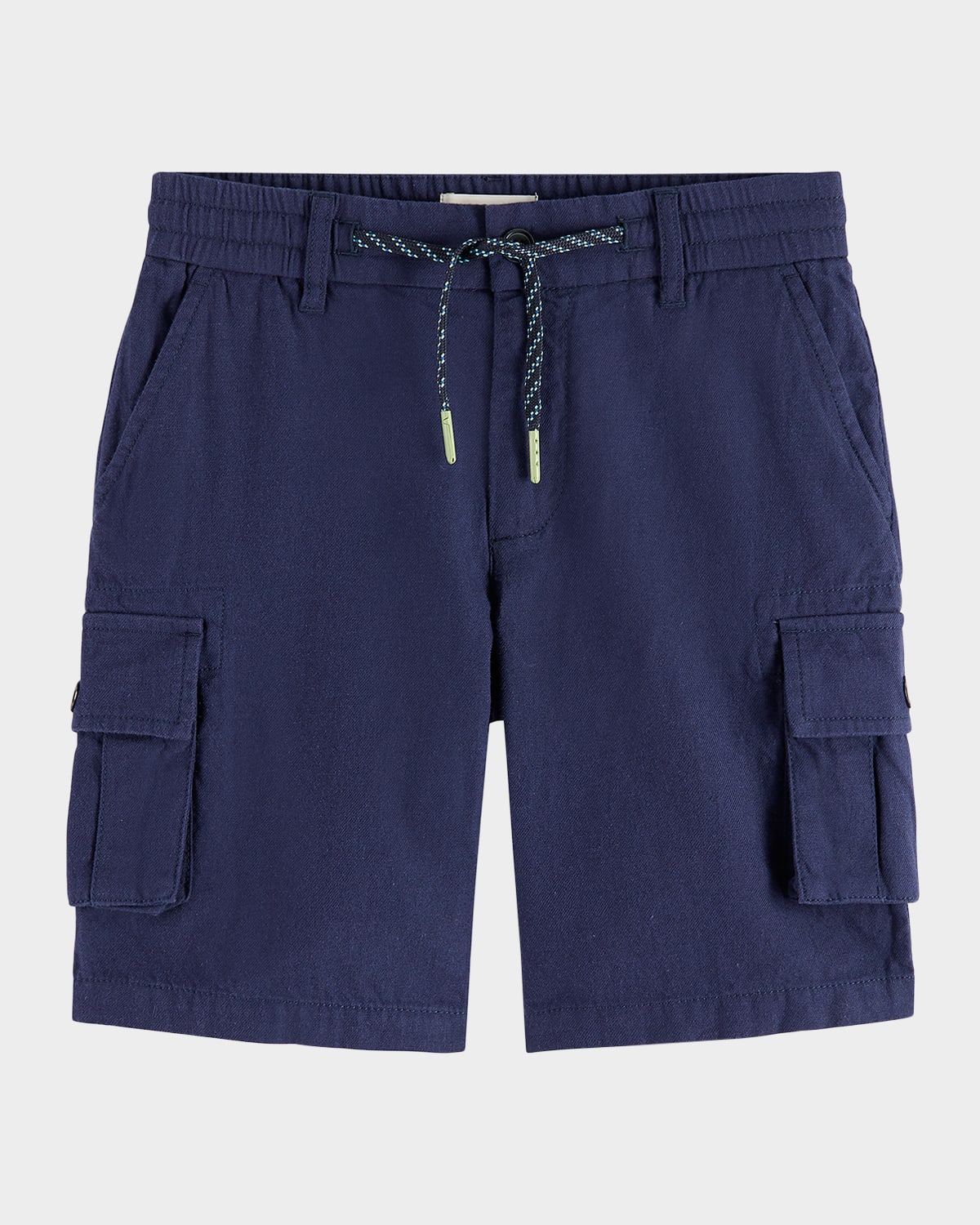 Scotch & Soda Boy's Garment-dyed Linen-blend Shorts In Navy
