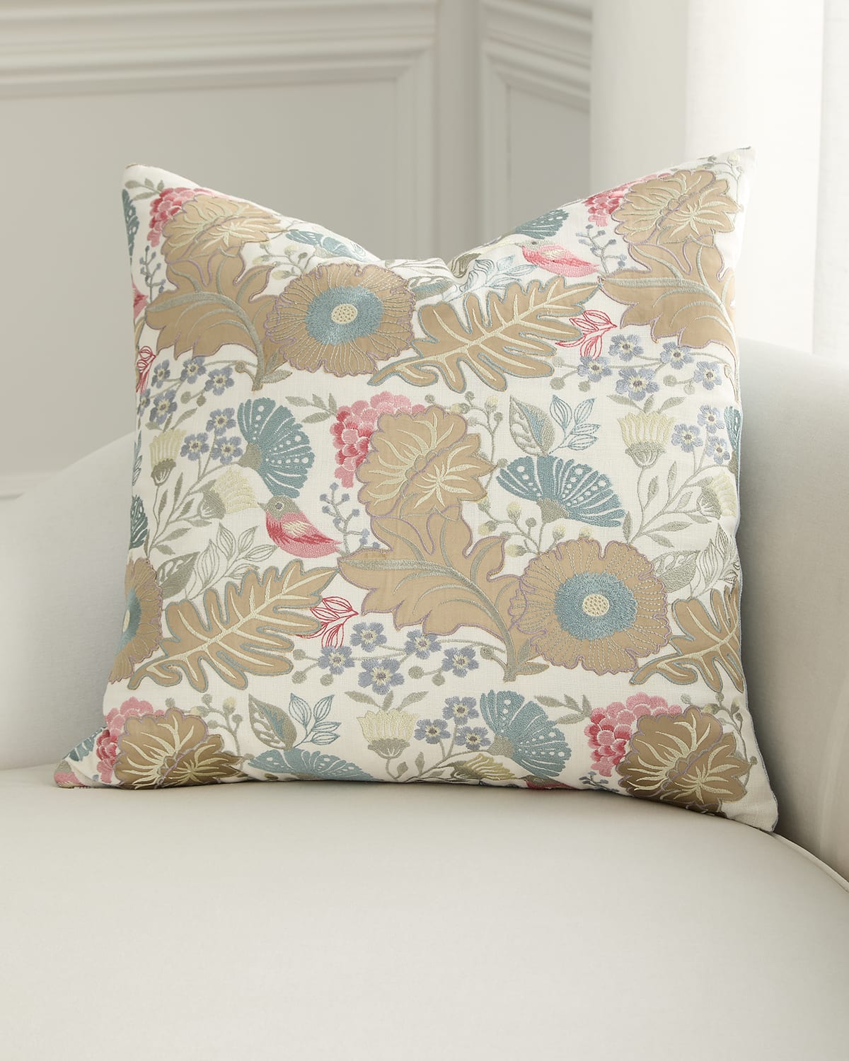 D.v. Kap Home Collins Embroidered Decorative Pillow, 24" Square In Mist