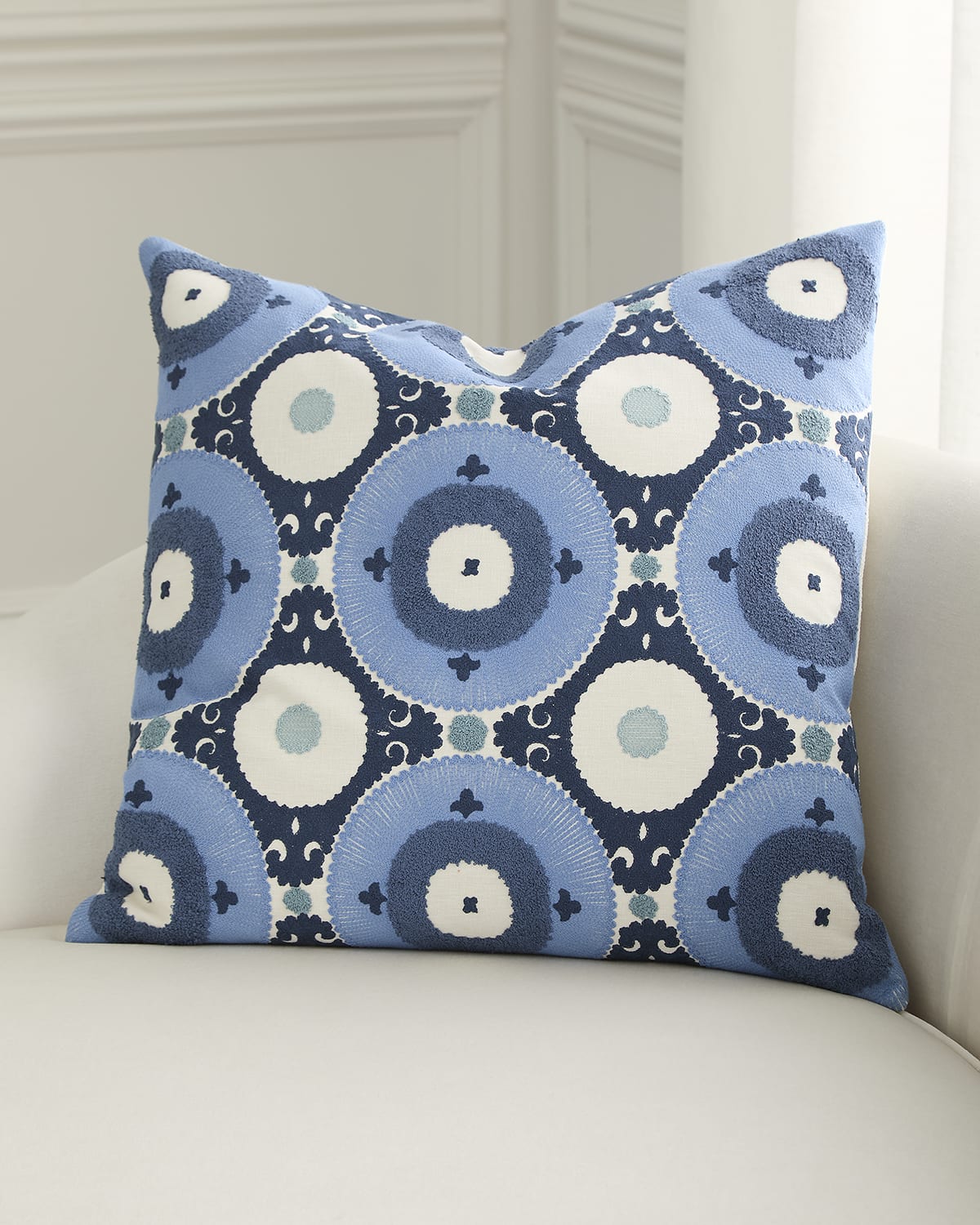 D.v. Kap Home Kasbah Embroidered Decorative Pillow, 24" Square In Azure