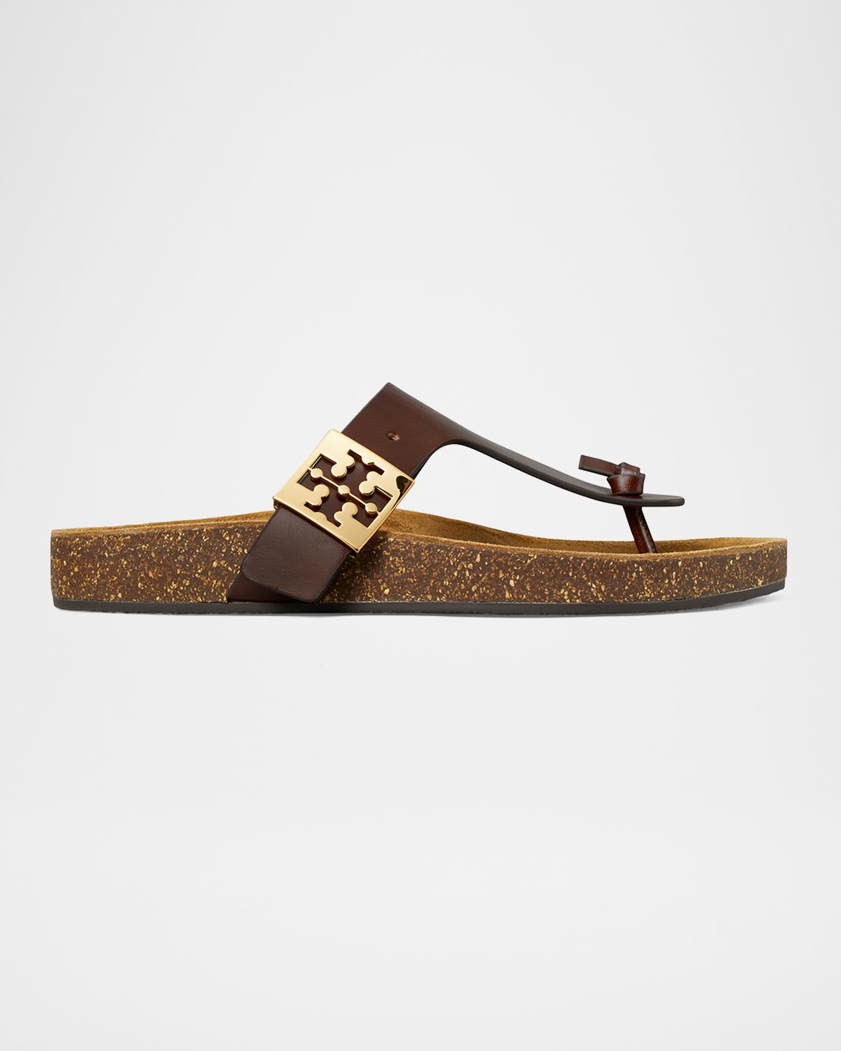 TORY BURCH MELLOW LEATHER BUCKLE THONG SANDALS 