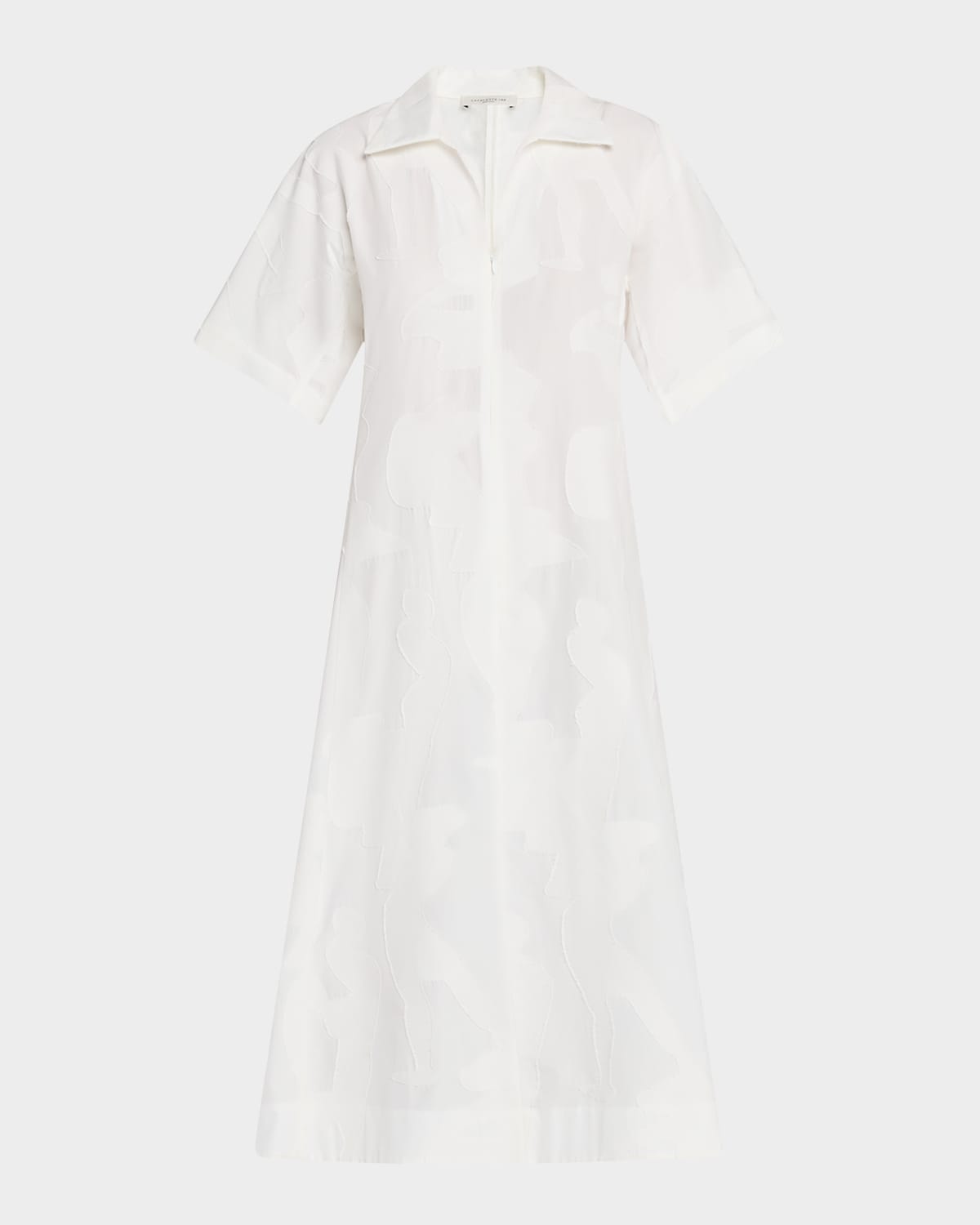 Lafayette 148 New York Gestures Cotton Blend Jacquard A-line Dress In White
