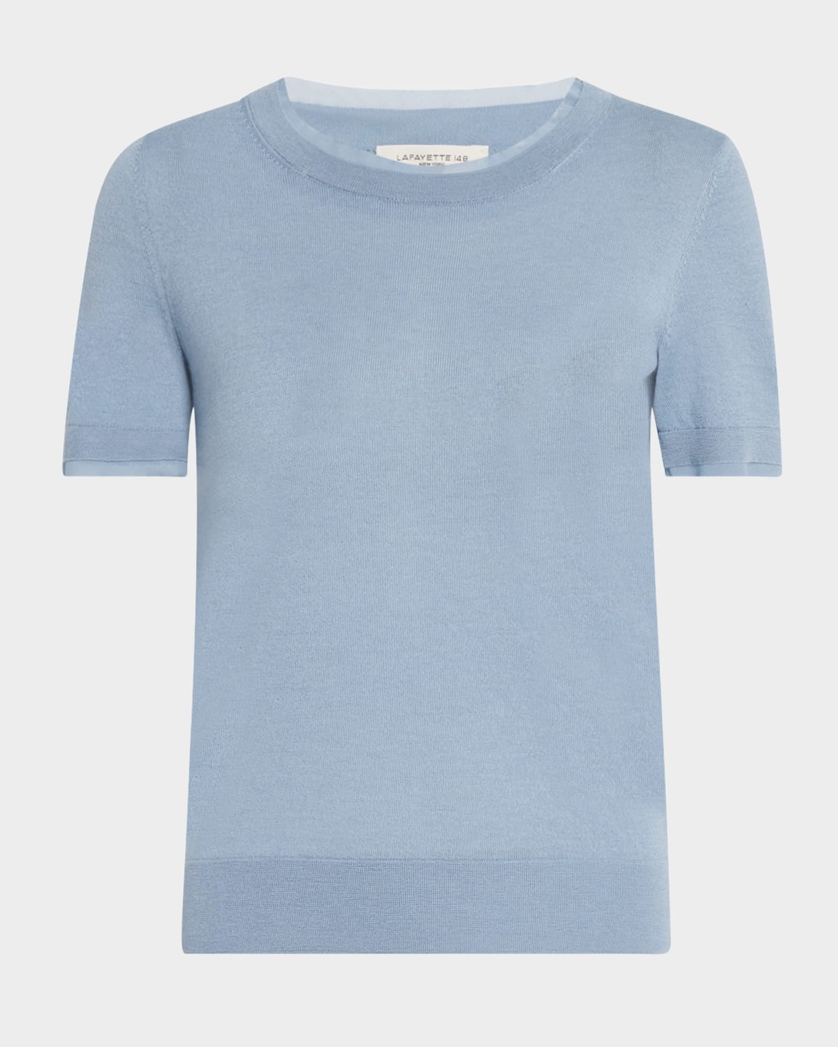 Crewneck Chiffon-Trim Sweater