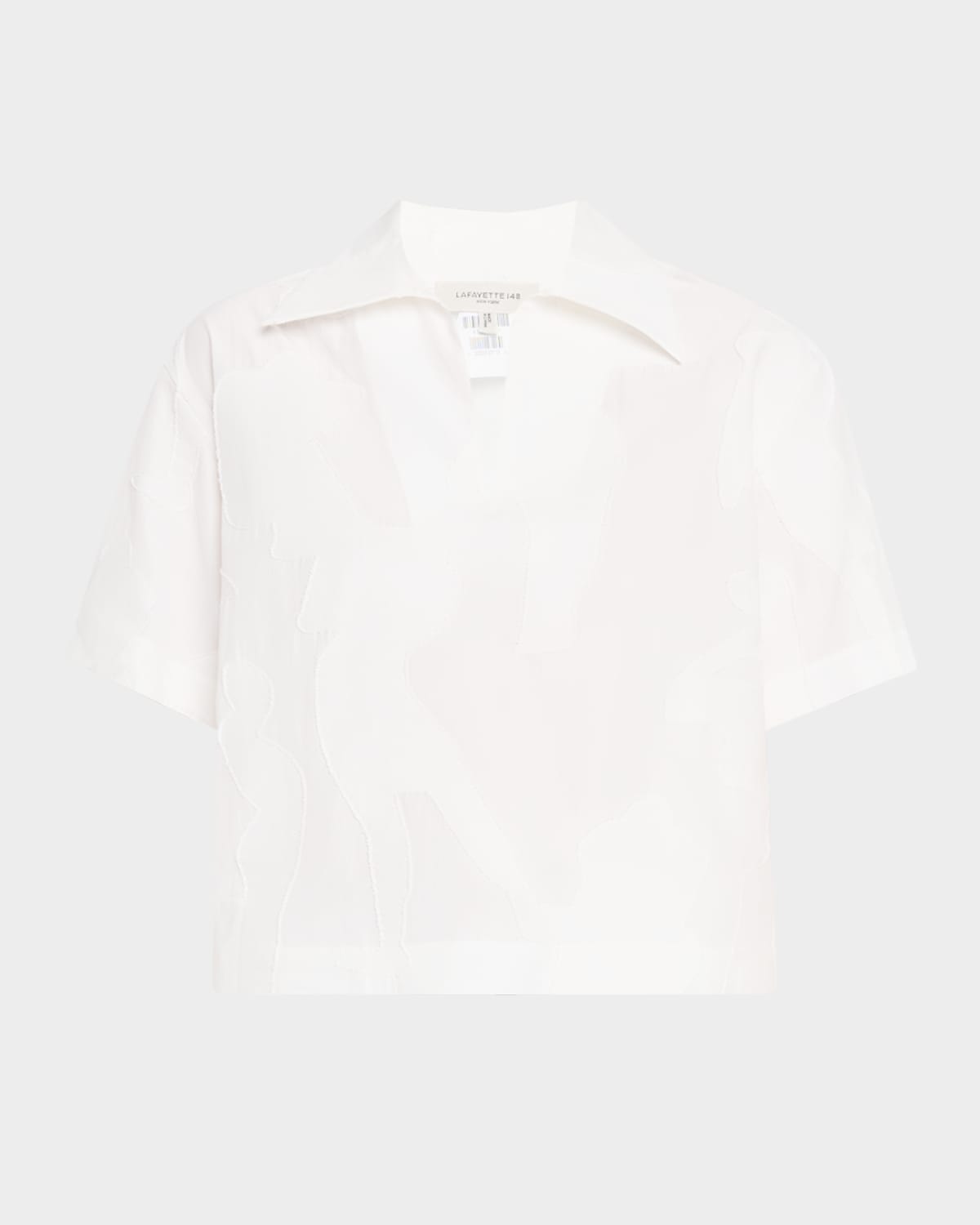 Lafayette 148 Cropped Burnout Boxy Blouse In White