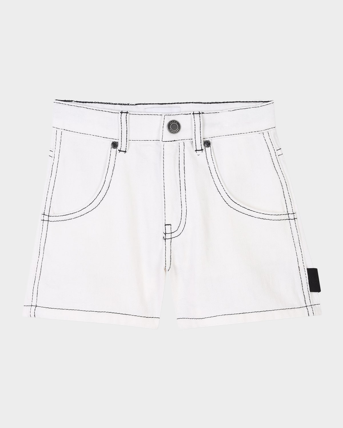 MARC JACOBS GIRL'S CONTRAST-STITCH COTTON TWILL SHORTS