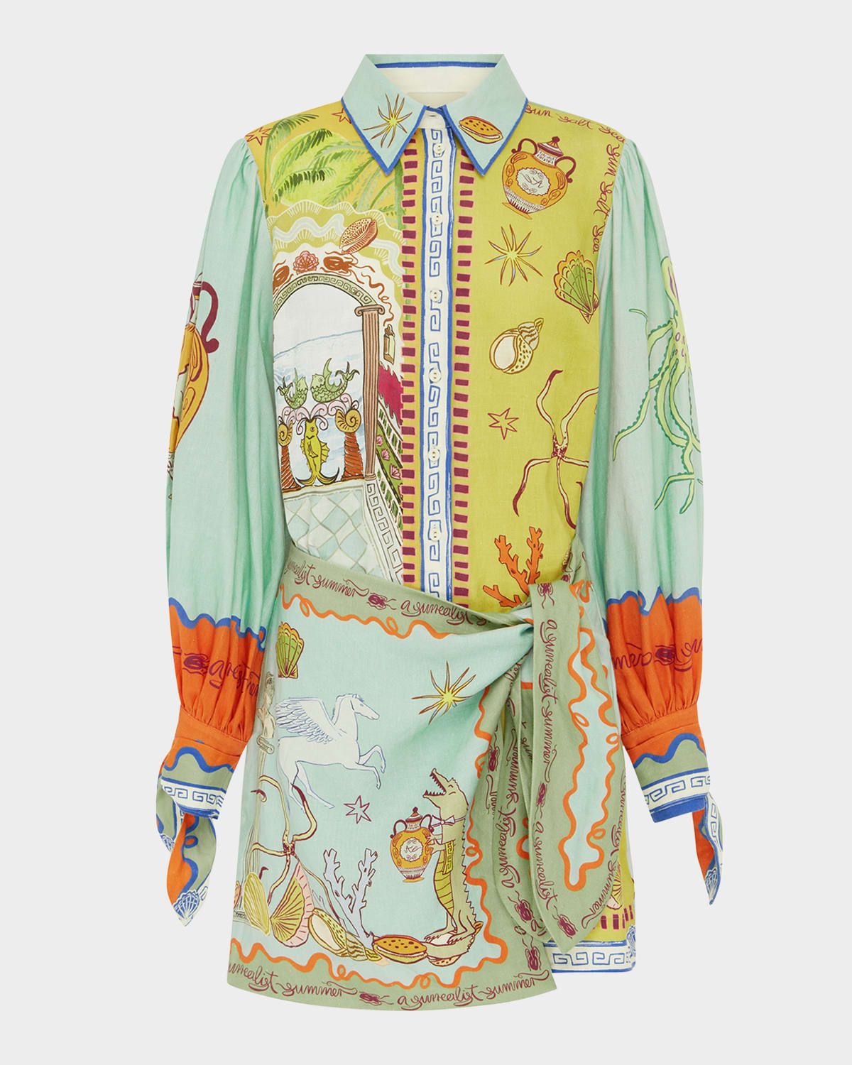 ALEMAIS SURREALIST SUMMER MINI SHIRTDRESS 