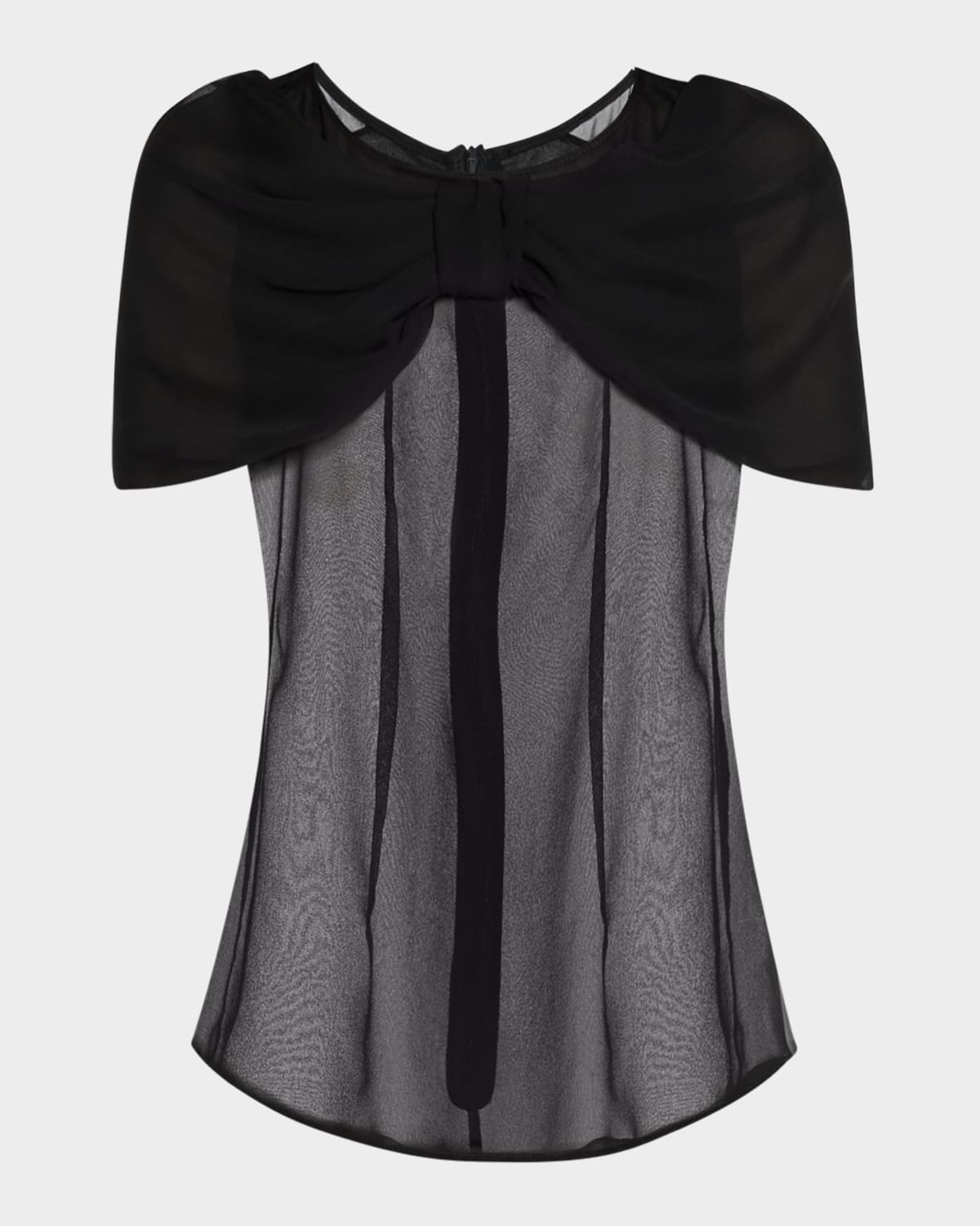 Simone Rocha Womens Black Bow-embellished Sheer Silk Top In Black