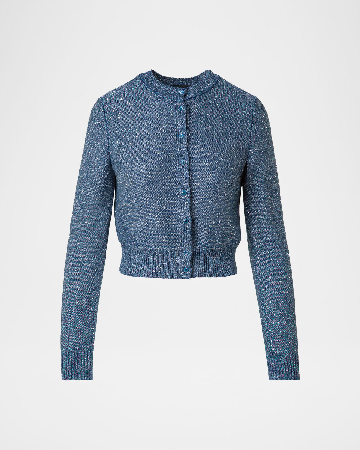 Knit Sequin Button-Front Cardigan