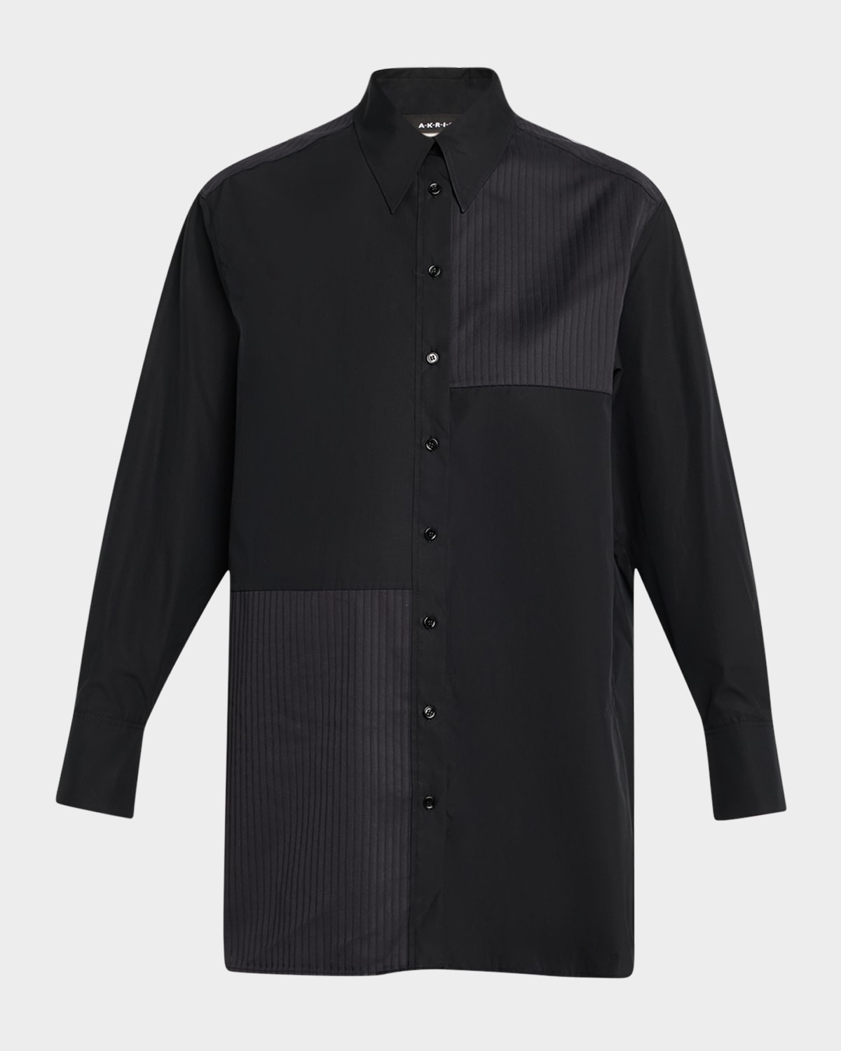 Stitched Pleats Inset Cotton Poplin Oversized Shirt