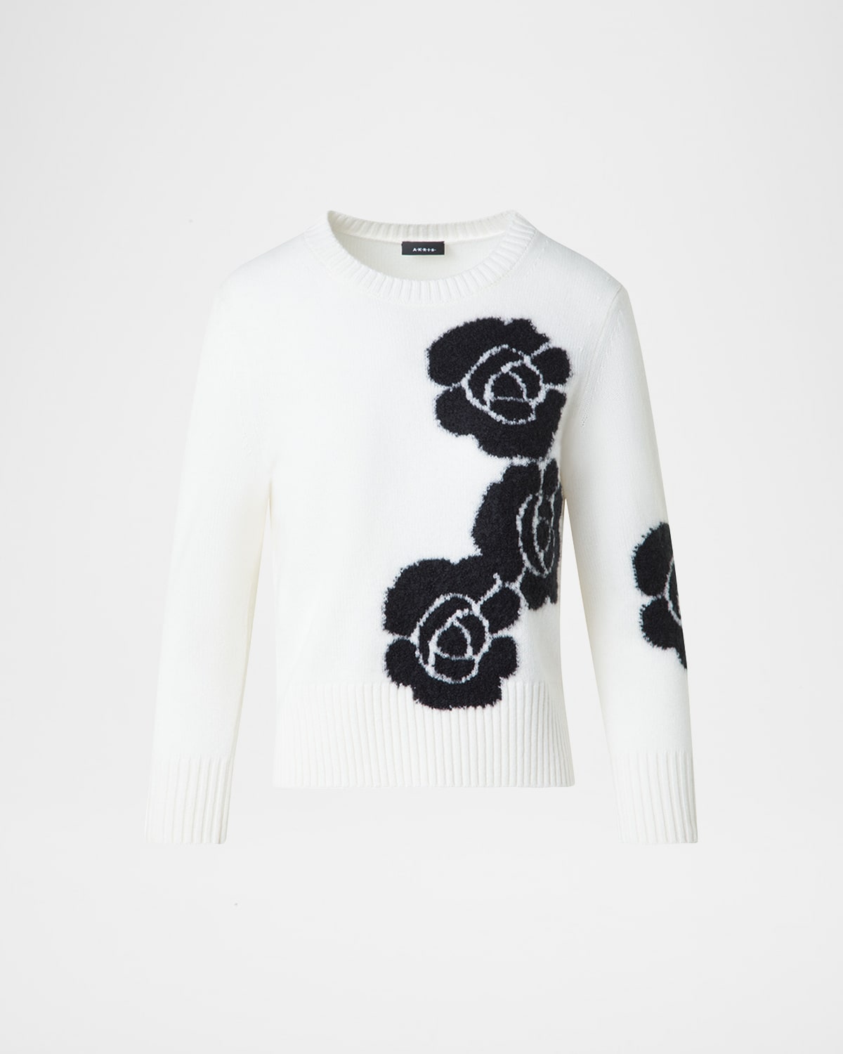 3D Anemone Cashmere-Silk Crewneck Sweater