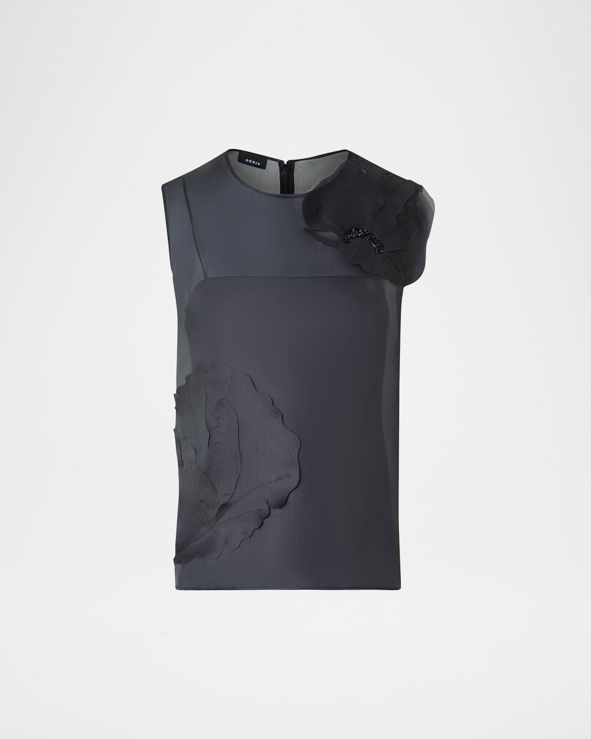 Embellished 3D Anemone Silk Organza Blouse