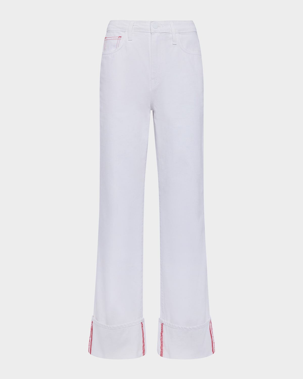 L Agence Miley Ultra-high Rise Cuffed Jeans In Blancscarlet Red Cont