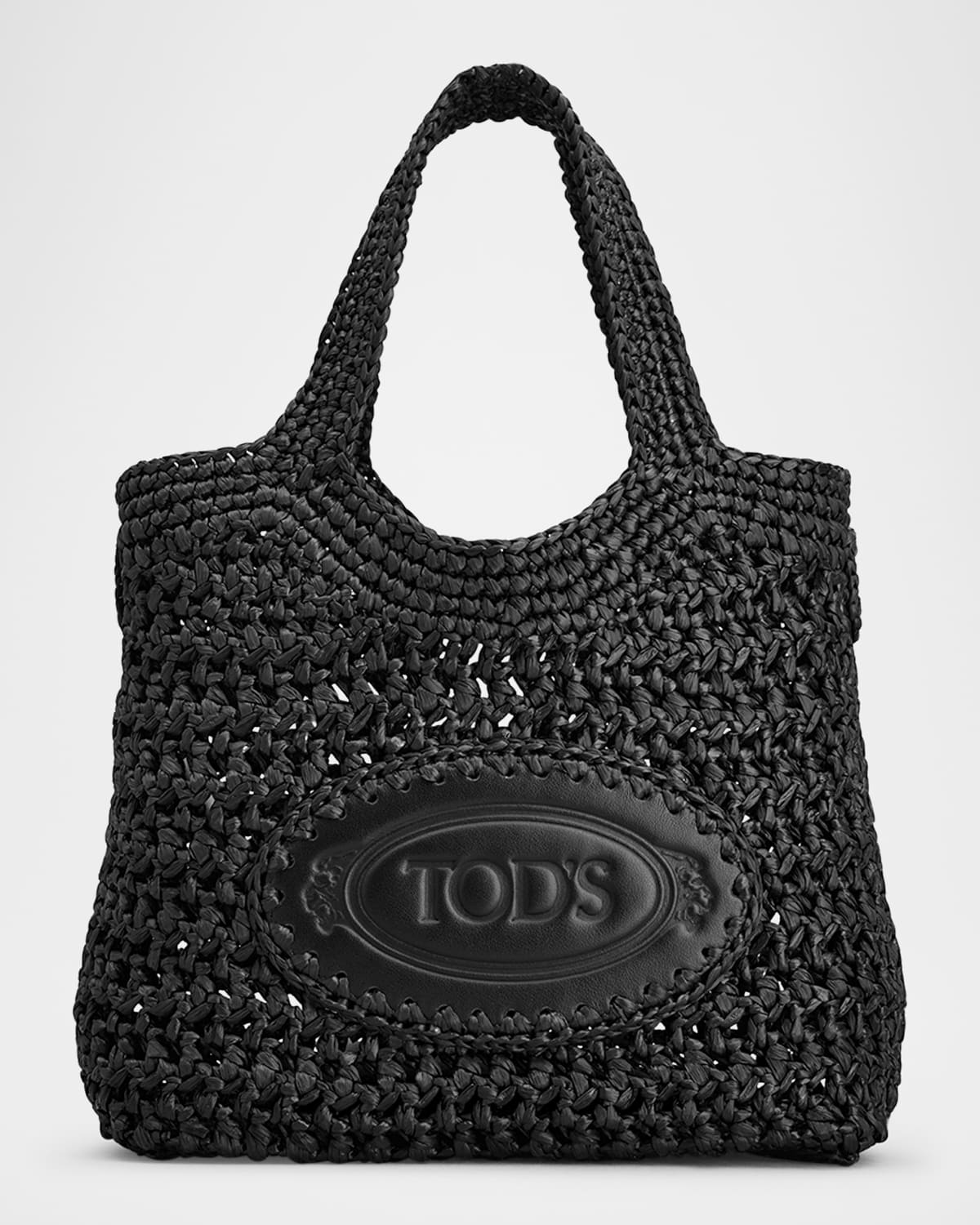 Tod's Mini Woven Top-handle Bag In Nero