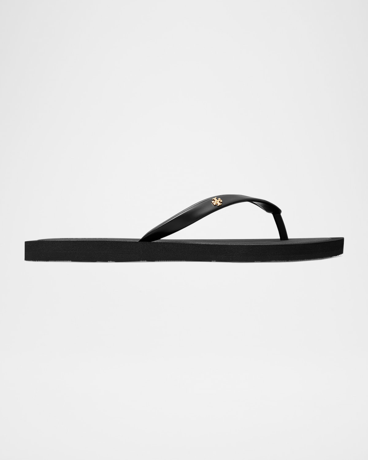 Tory Burch Slate Rubber Kira Thong Slippers In Perfect Black  Gold