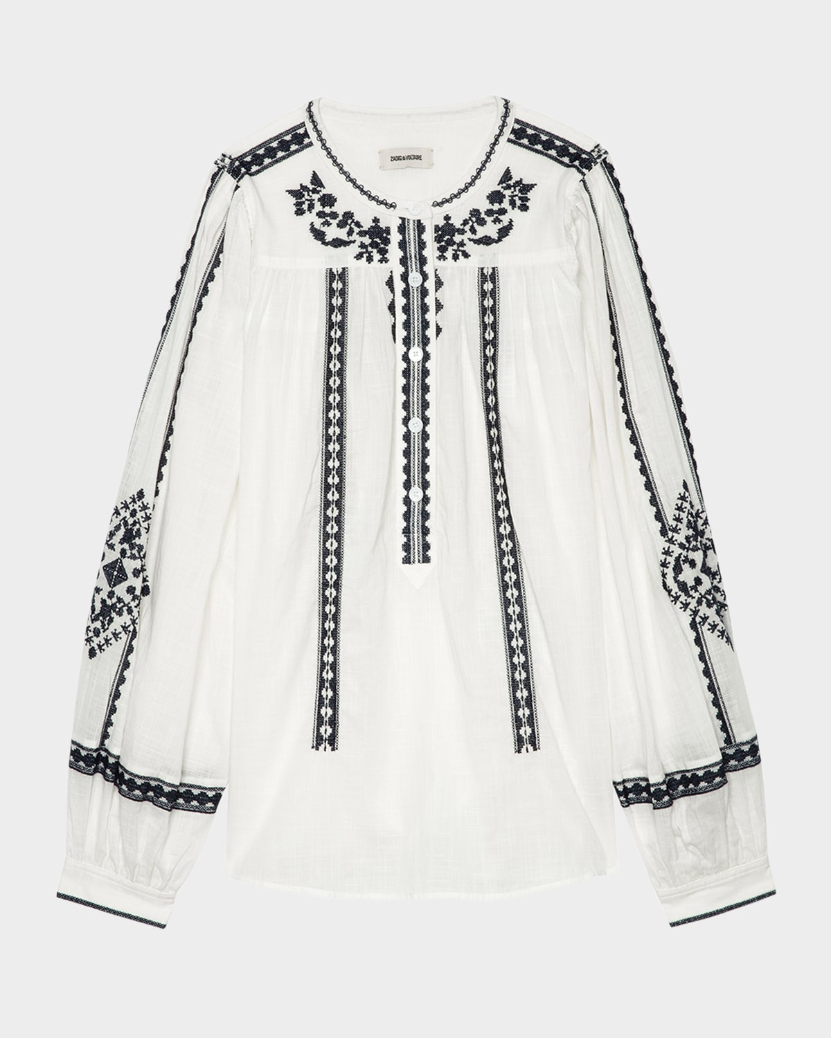 ZADIG & VOLTAIRE TIGY KOZAK EMBROIDERED BLOUSE 